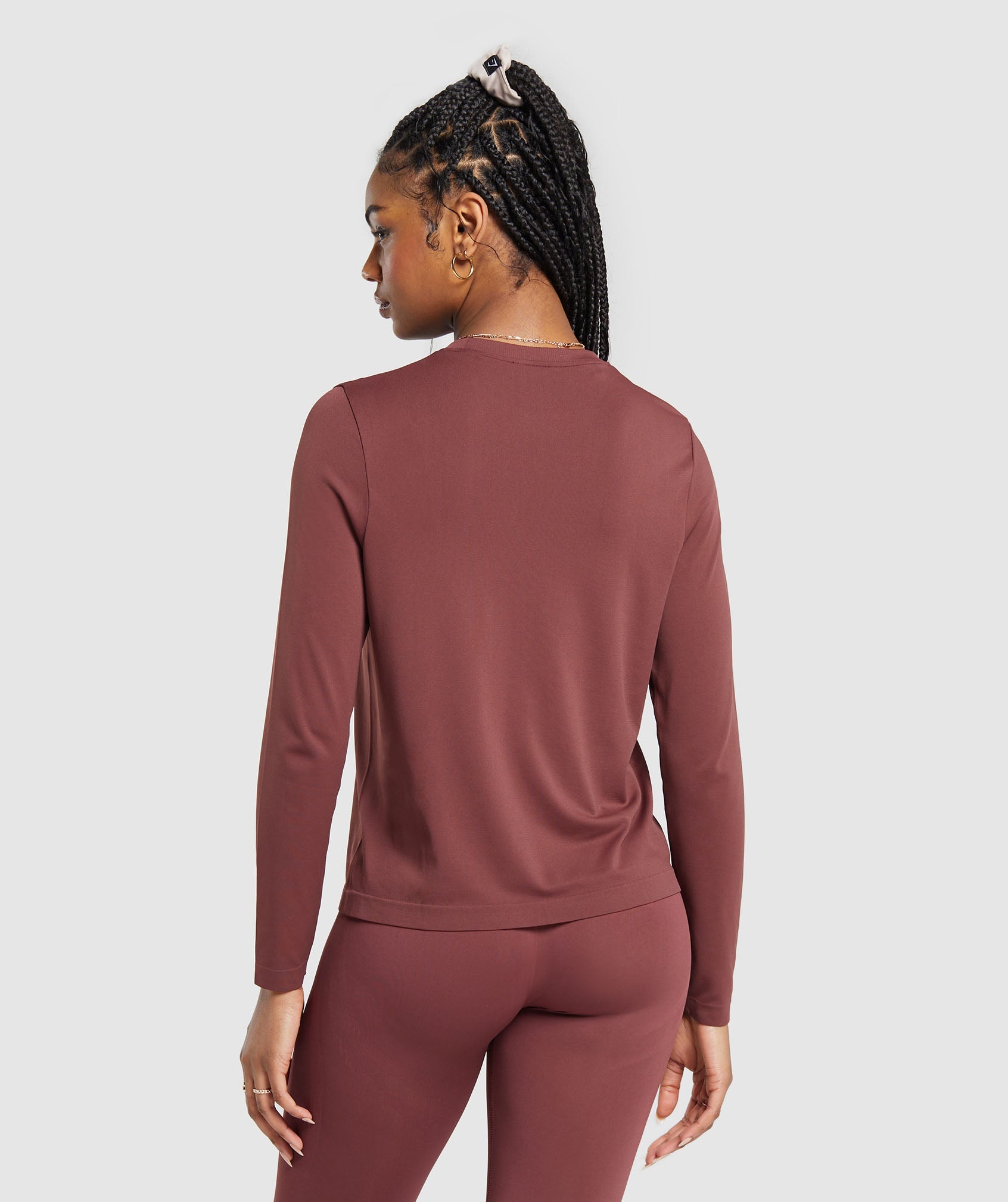 Everyday Seamless Long Sleeve Top in Burgundy Brown - view 2