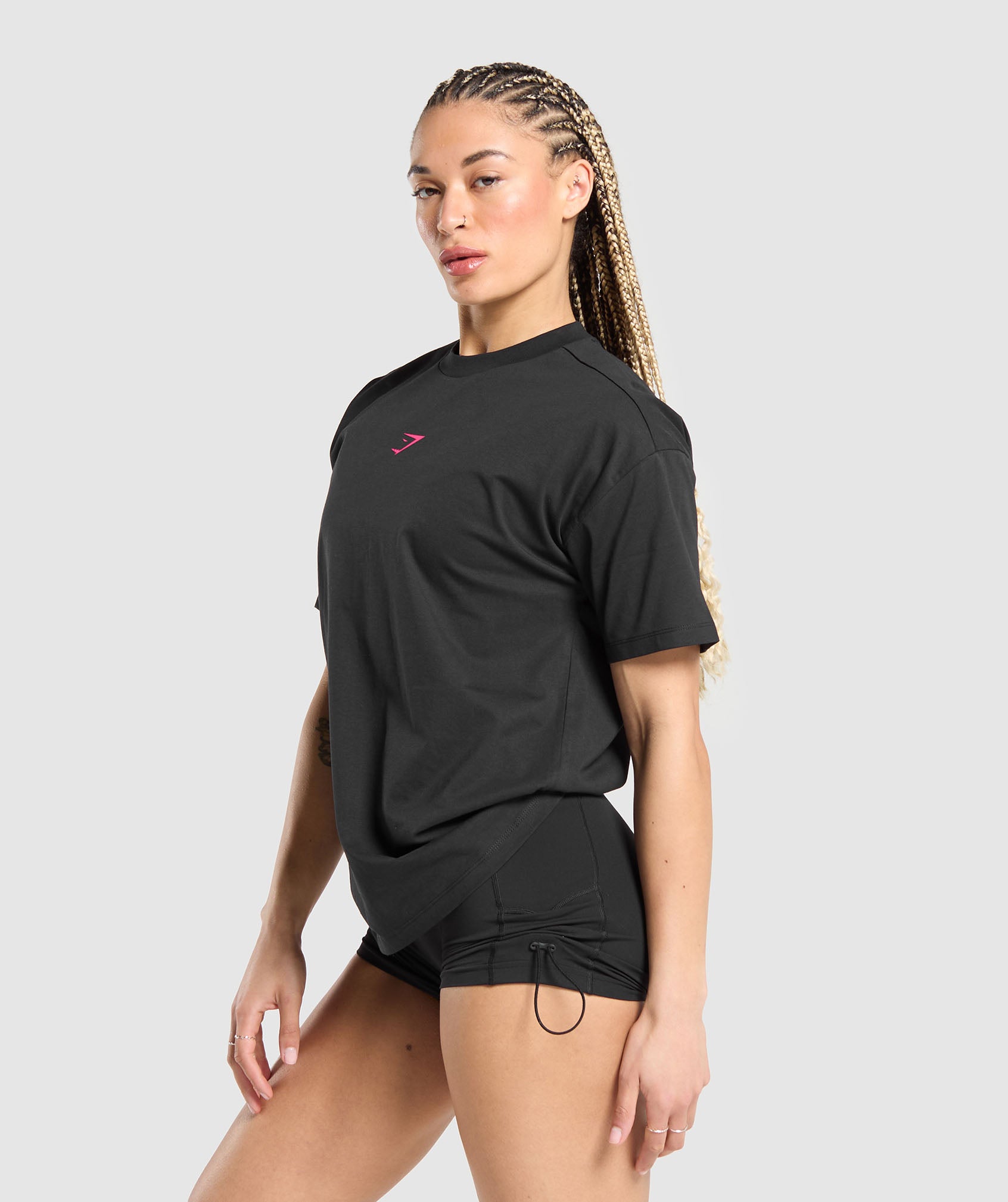 Lifting Babe Oversized T-Shirt in Black - view 3