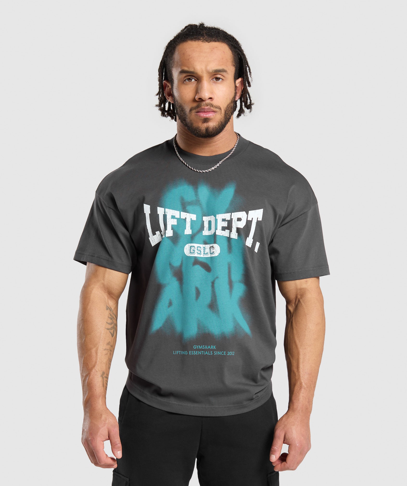 Lifting Dept Graffiti T-Shirt in Asphalt Grey