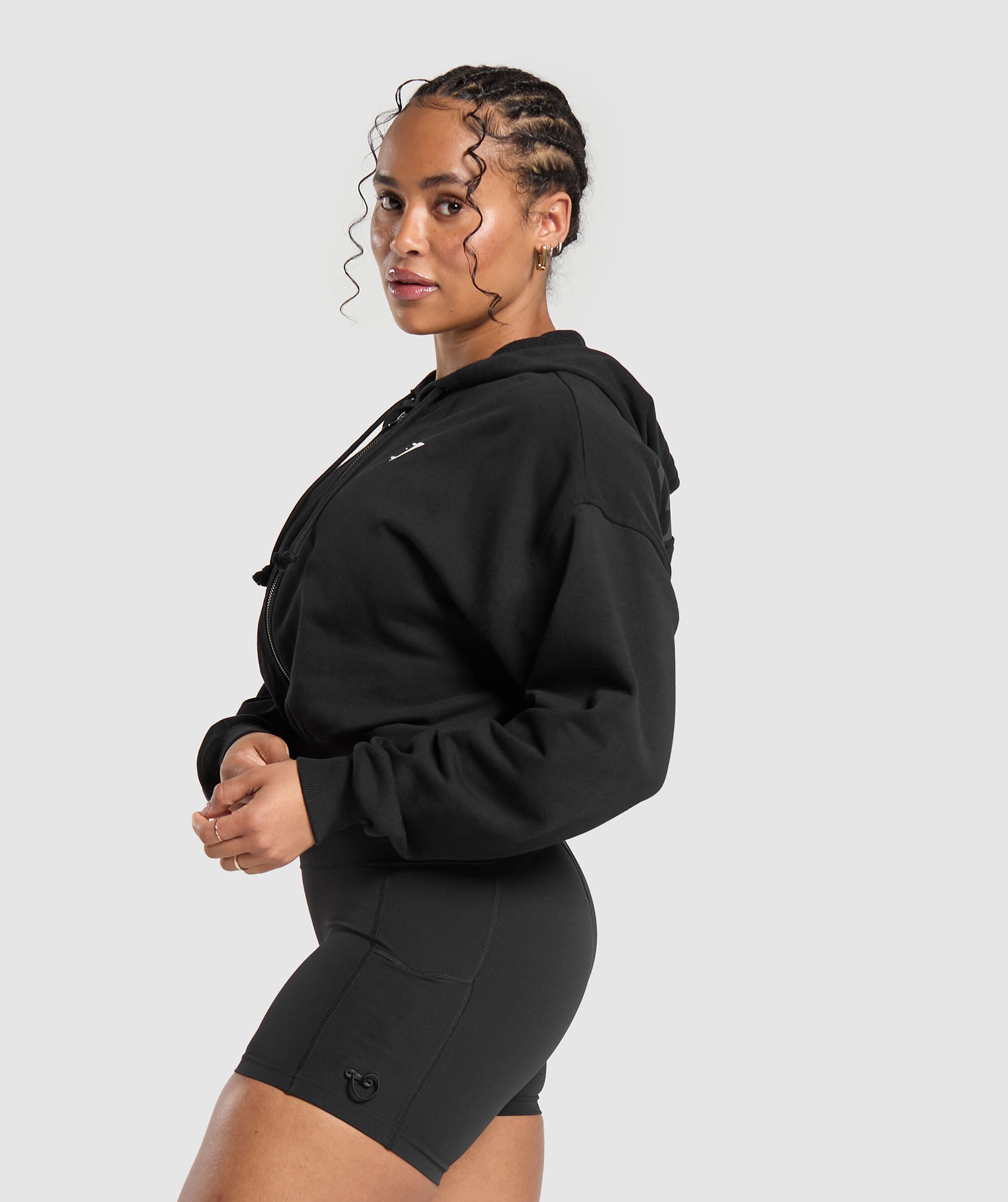 Power Midi Zip Hoodie in Black - view 3