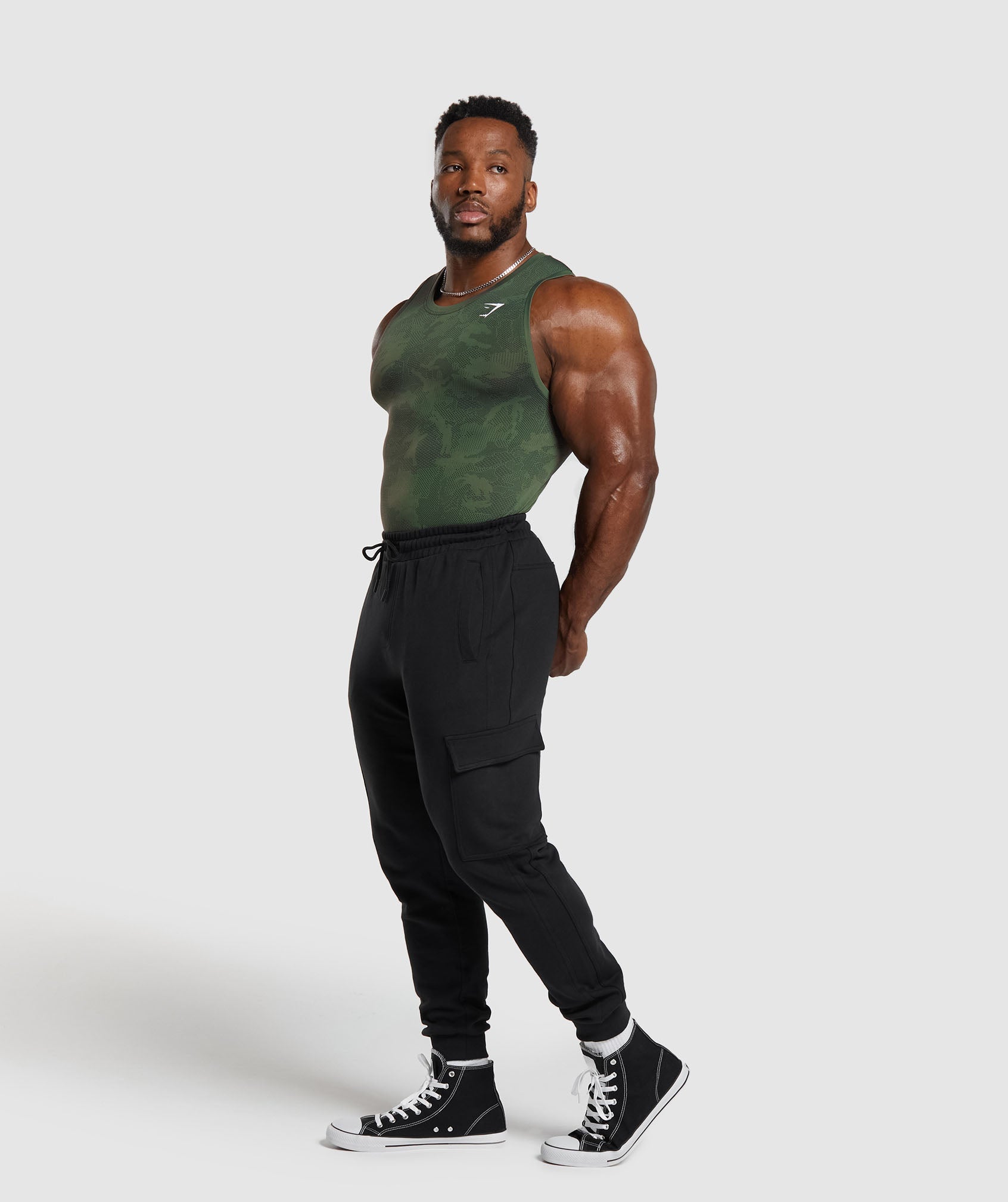 Geo Seamless Tank in Core Olive/Black - view 4