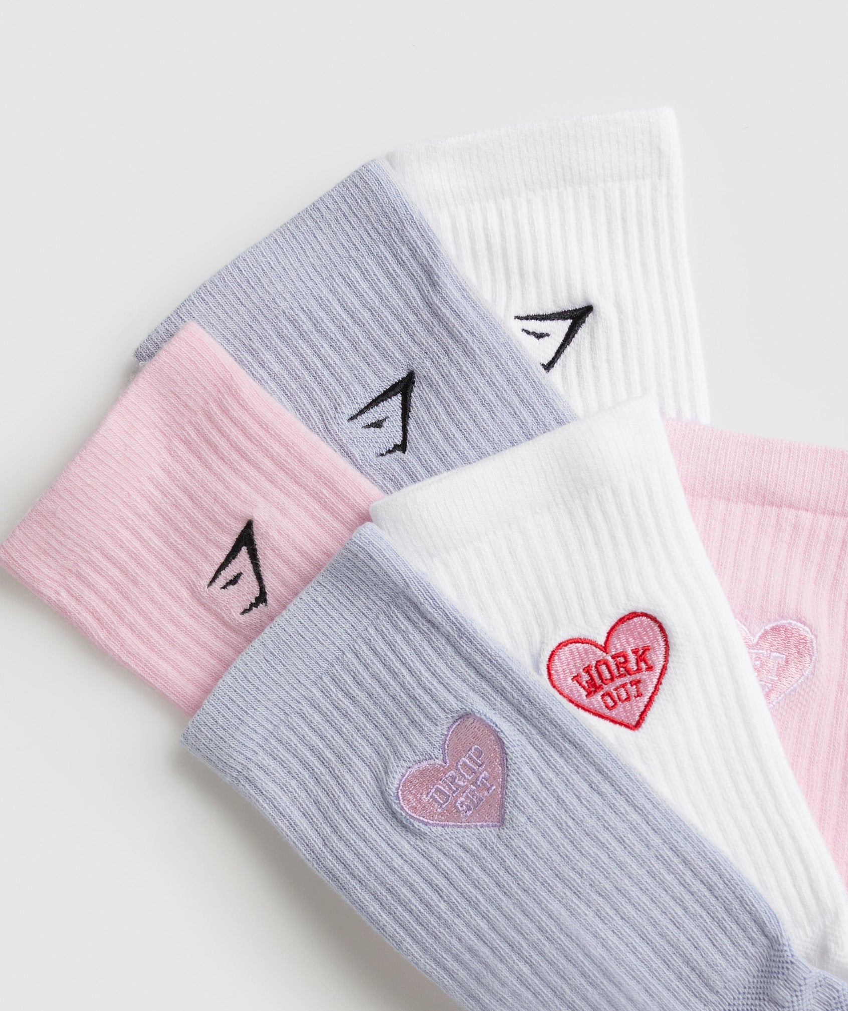 GFX 3pk Crew Socks in White/Silver Lilac/Dolly Pink - view 2