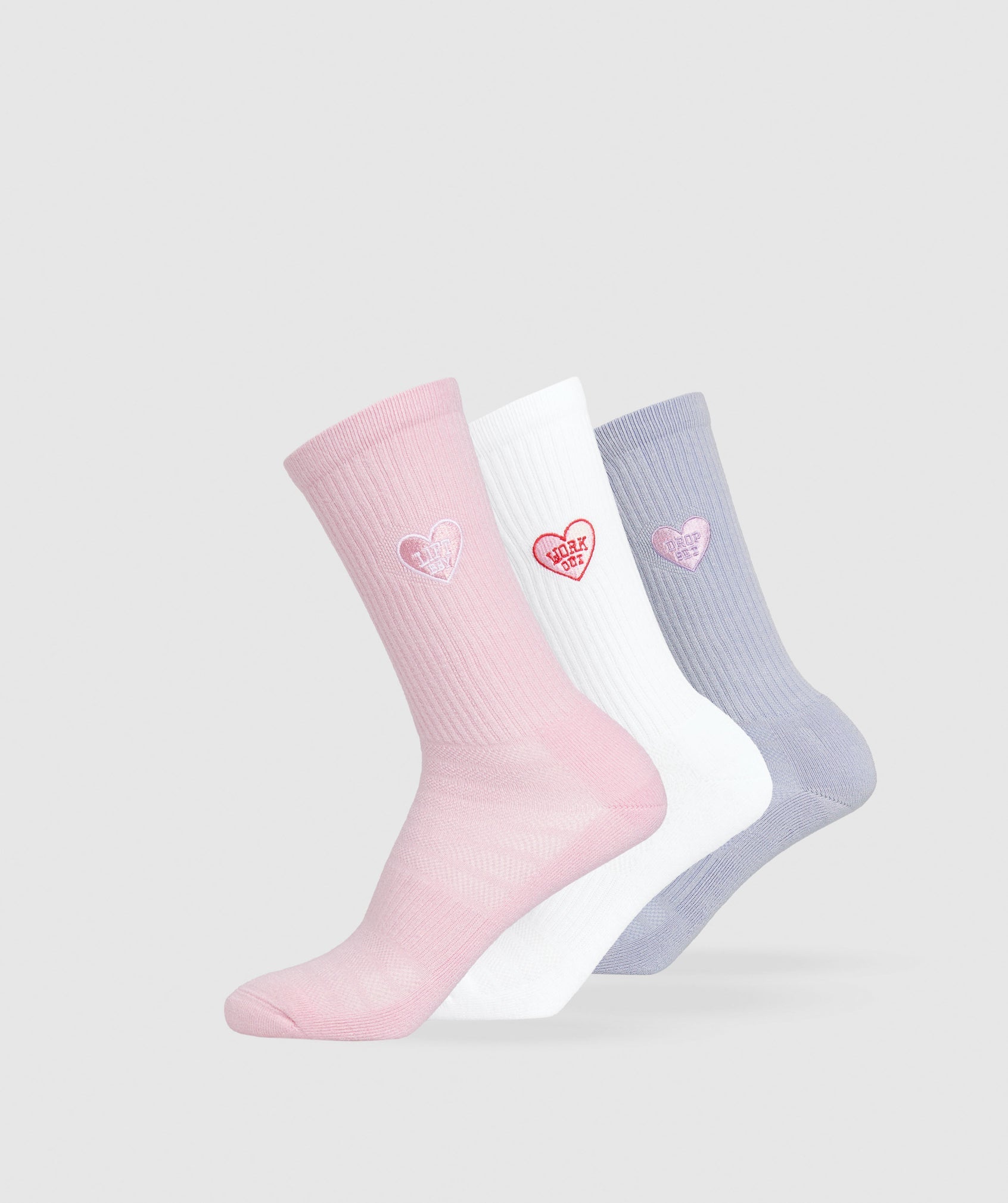 GFX 3pk Crew Socks in White/Silver Lilac/Dolly Pink - view 1