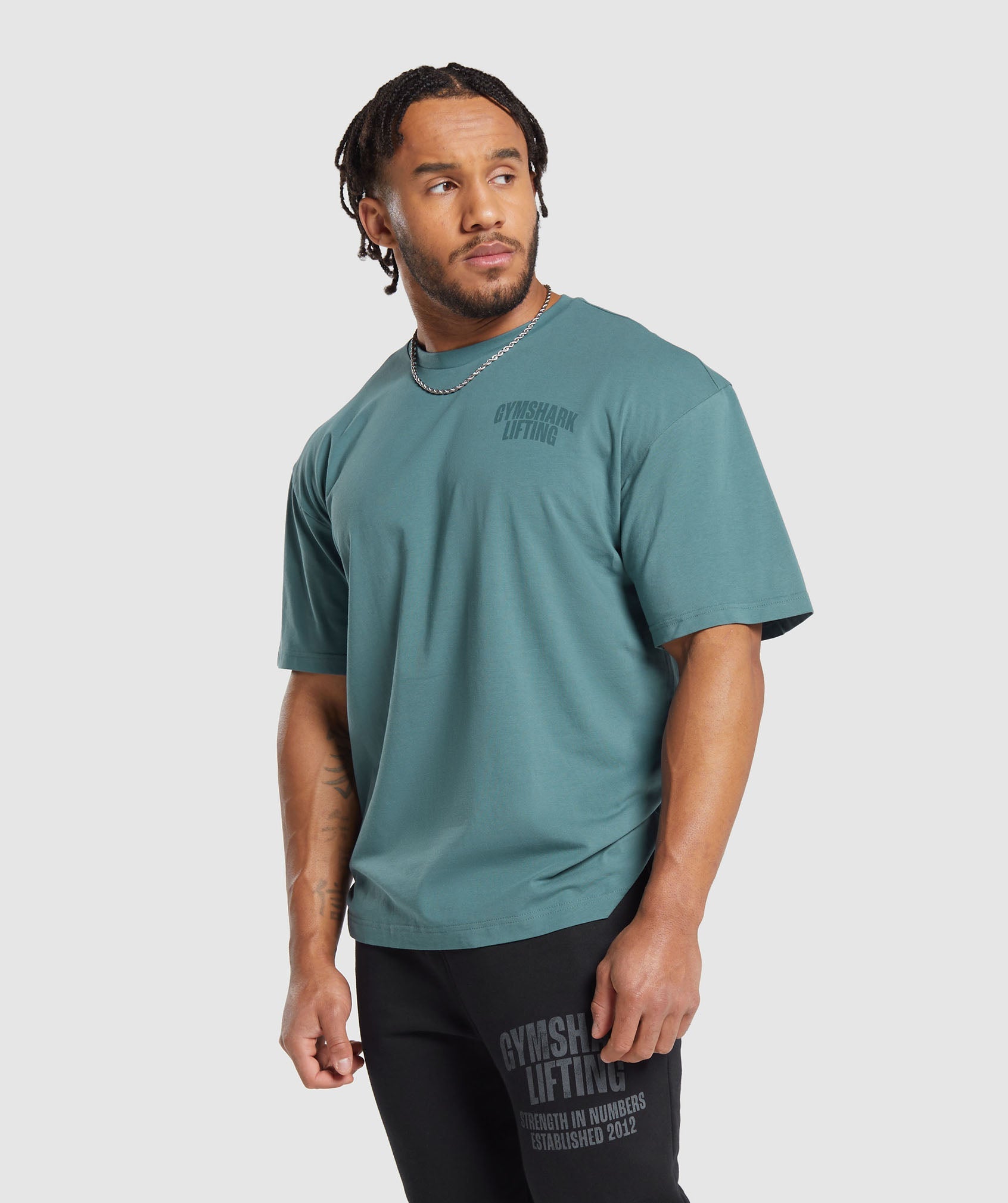 Lifting T-Shirt in Denim Teal - view 3