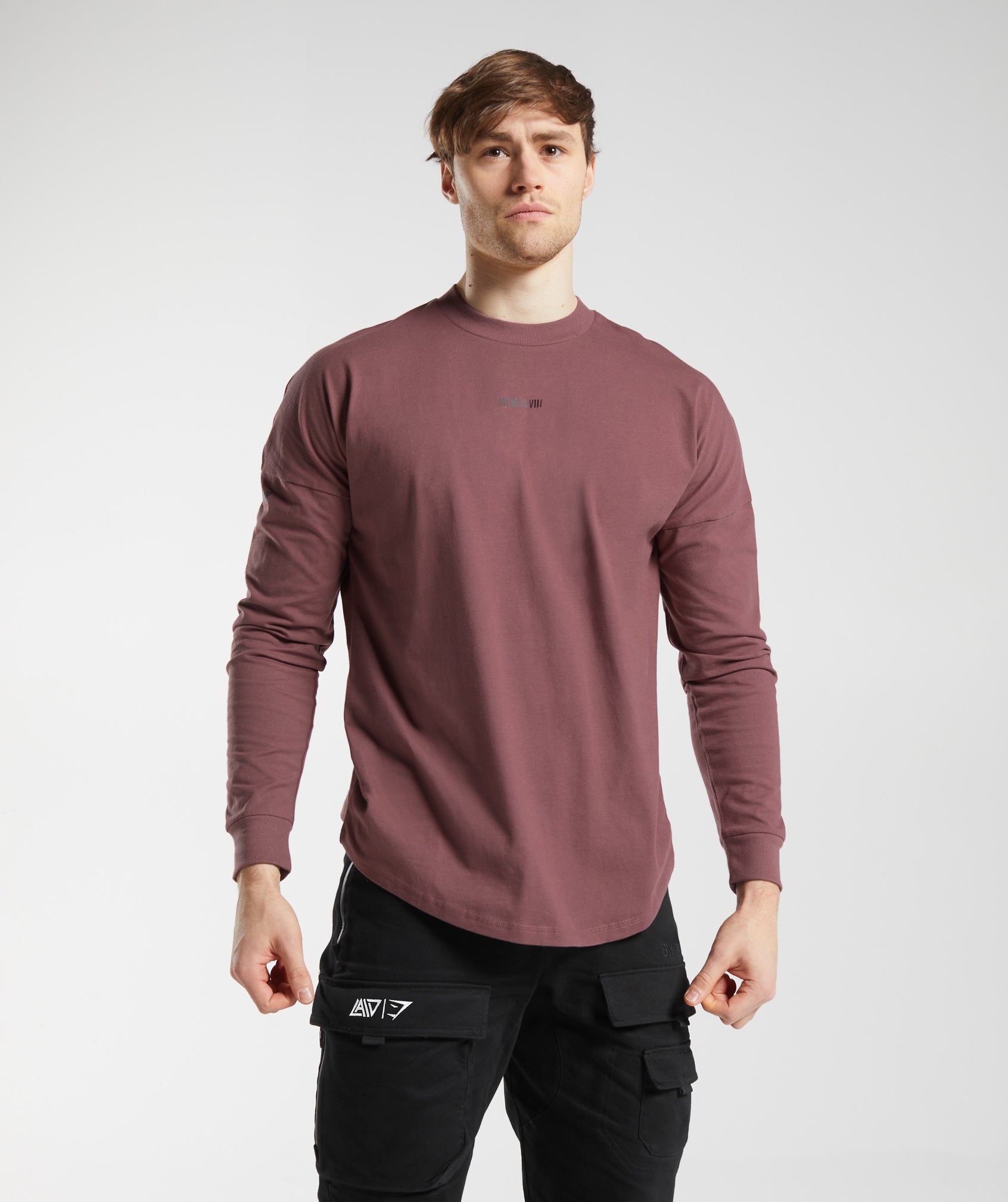 GS x David Laid Oversized Long Sleeve T-Shirt in Magenta Brown - view 1