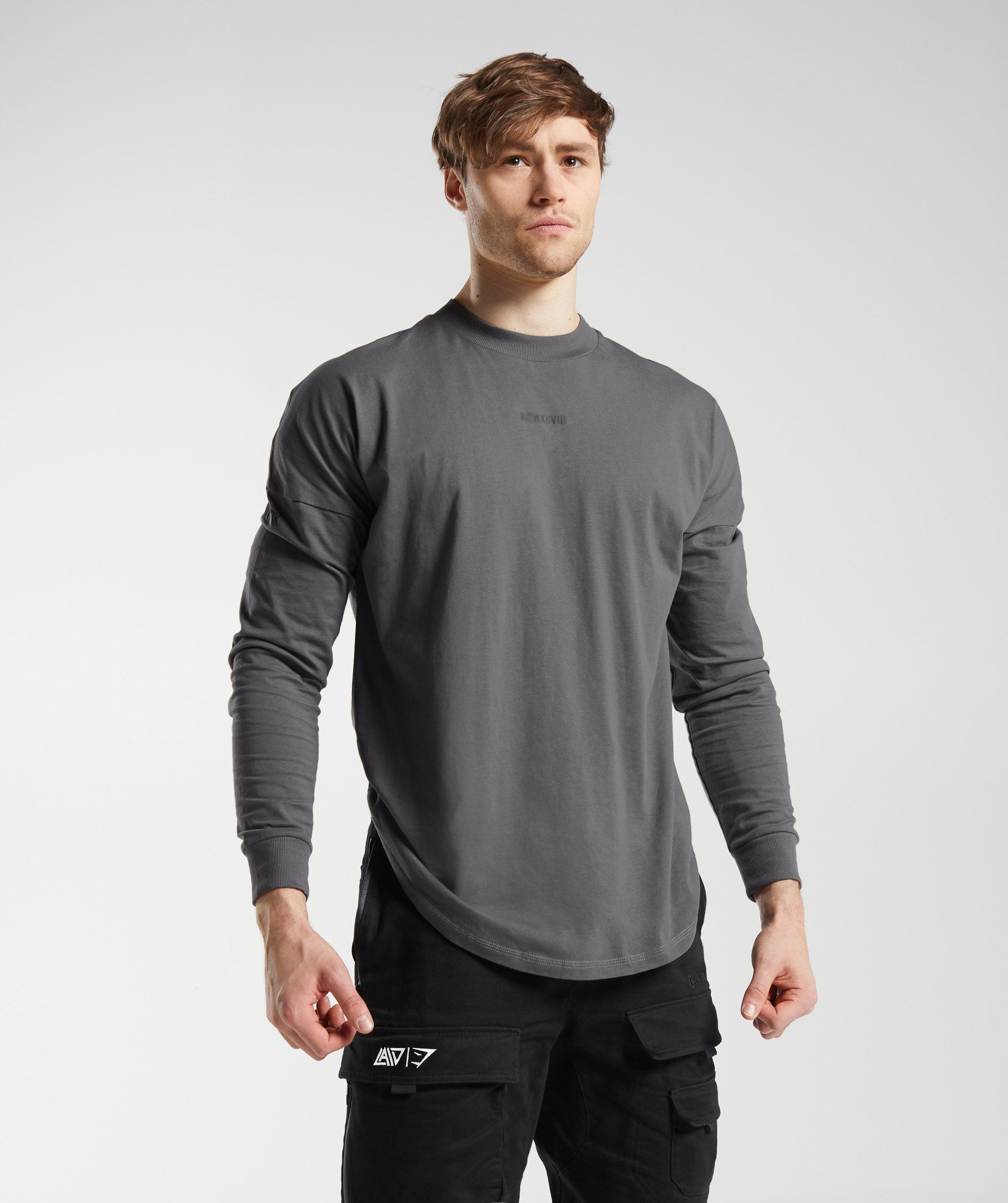 GS x David Laid Oversized Long Sleeve T-Shirt in Wolf Grey - view 1