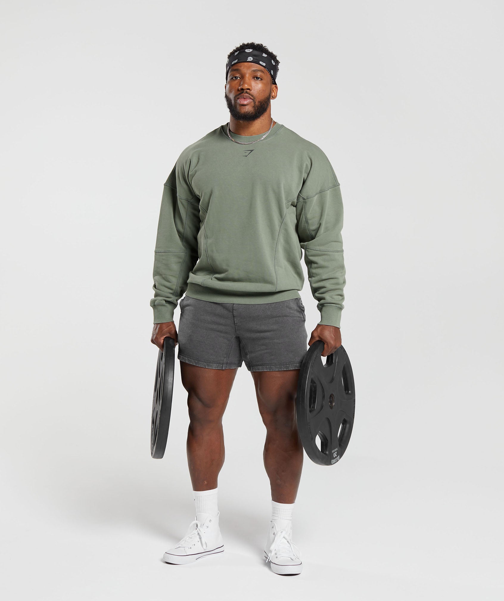 Gymshark Heritage Washed Crew - Dusk Green