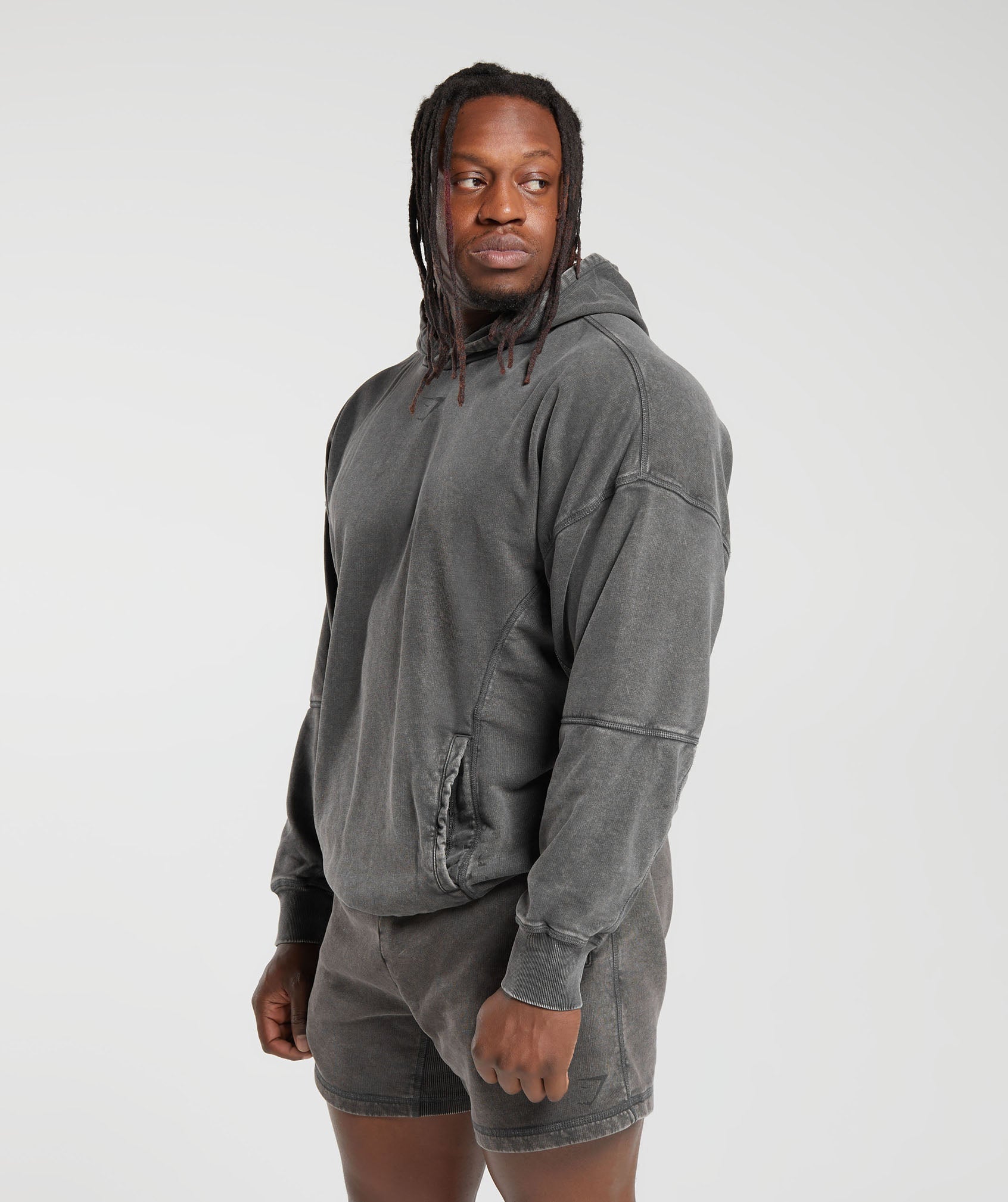 Heritage Washed Hoodie in Onyx Grey - view 3