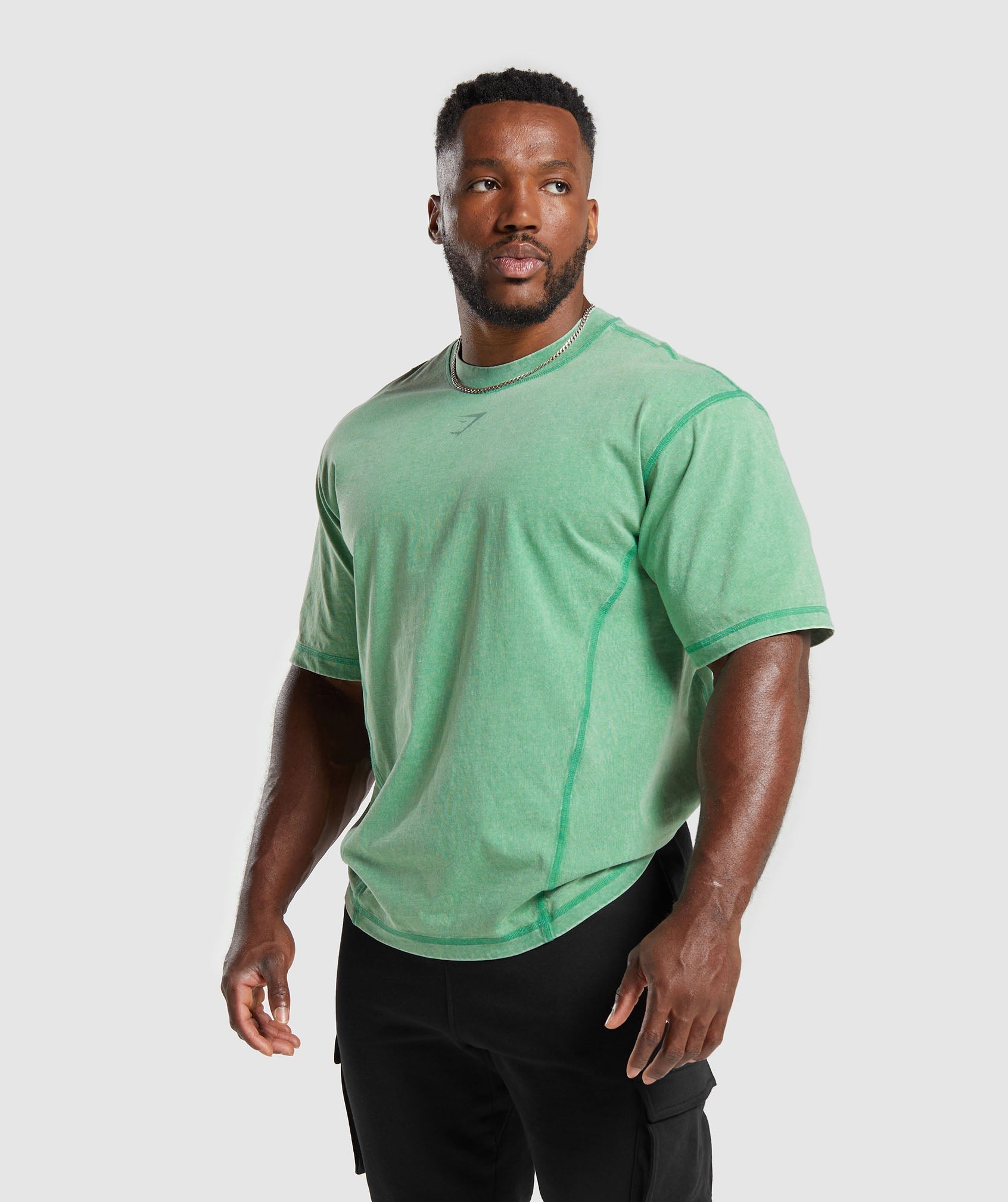 Heritage Washed T-Shirt in Lagoon Green - view 3
