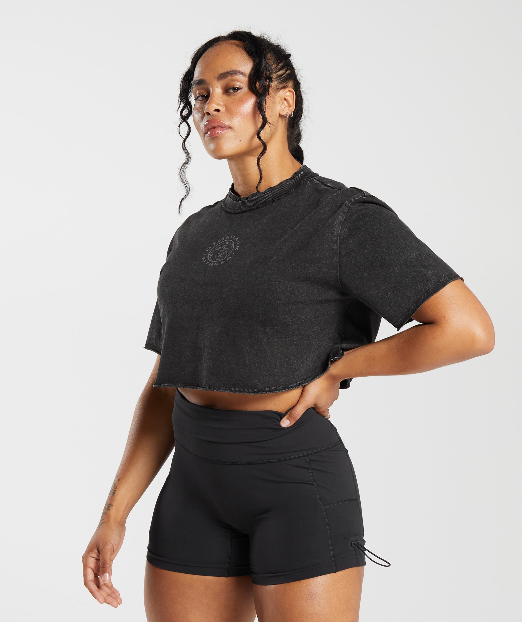 Legacy Washed Crop Top in Black - view 3