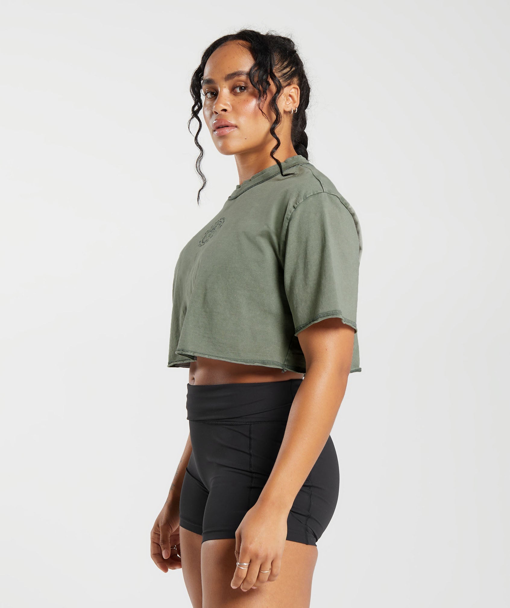 Gymshark Legacy Washed Crop Top - Dusk Green