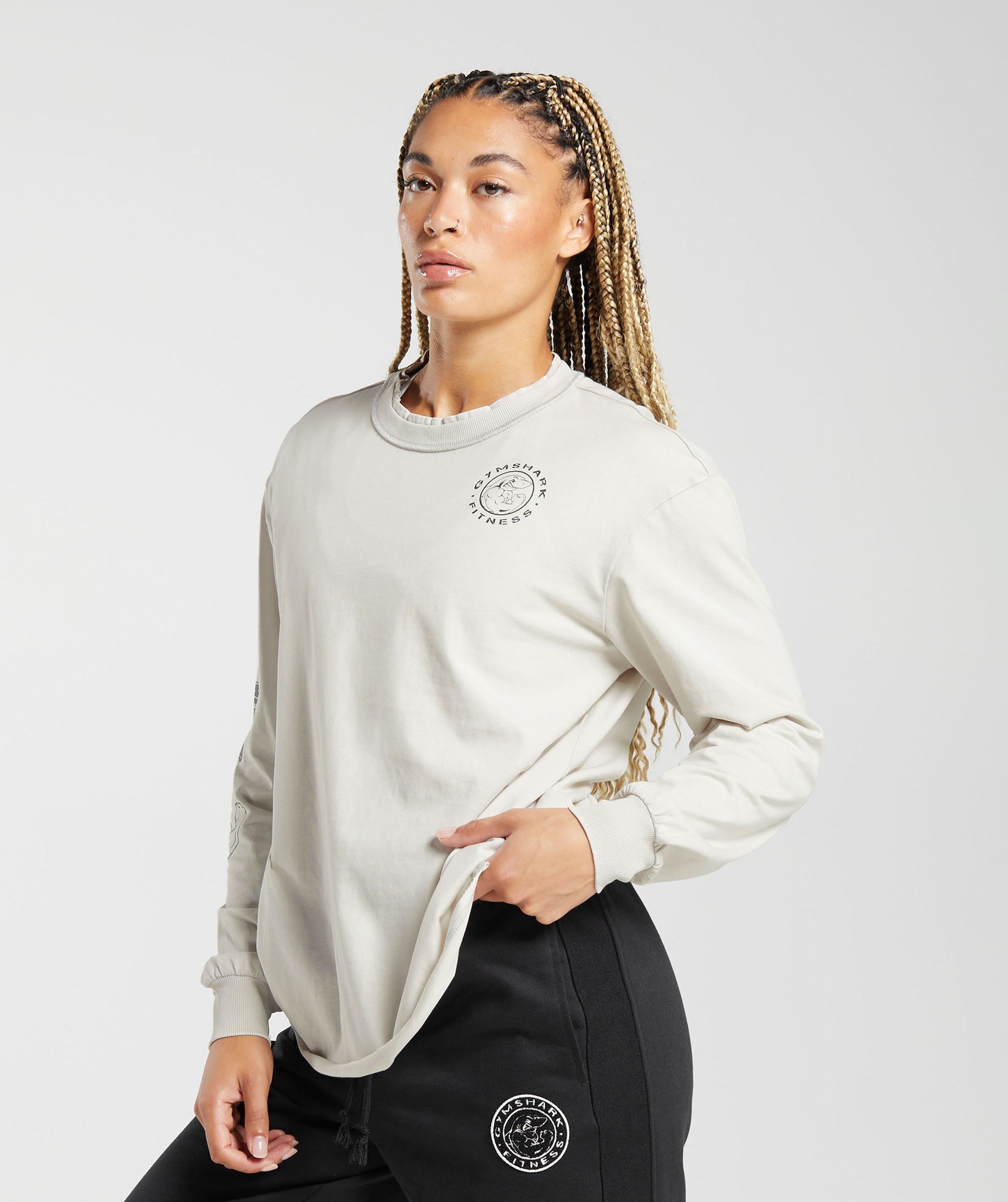 Legacy Washed Long Sleeve Top in Metal Grey/Acid Wash - view 3