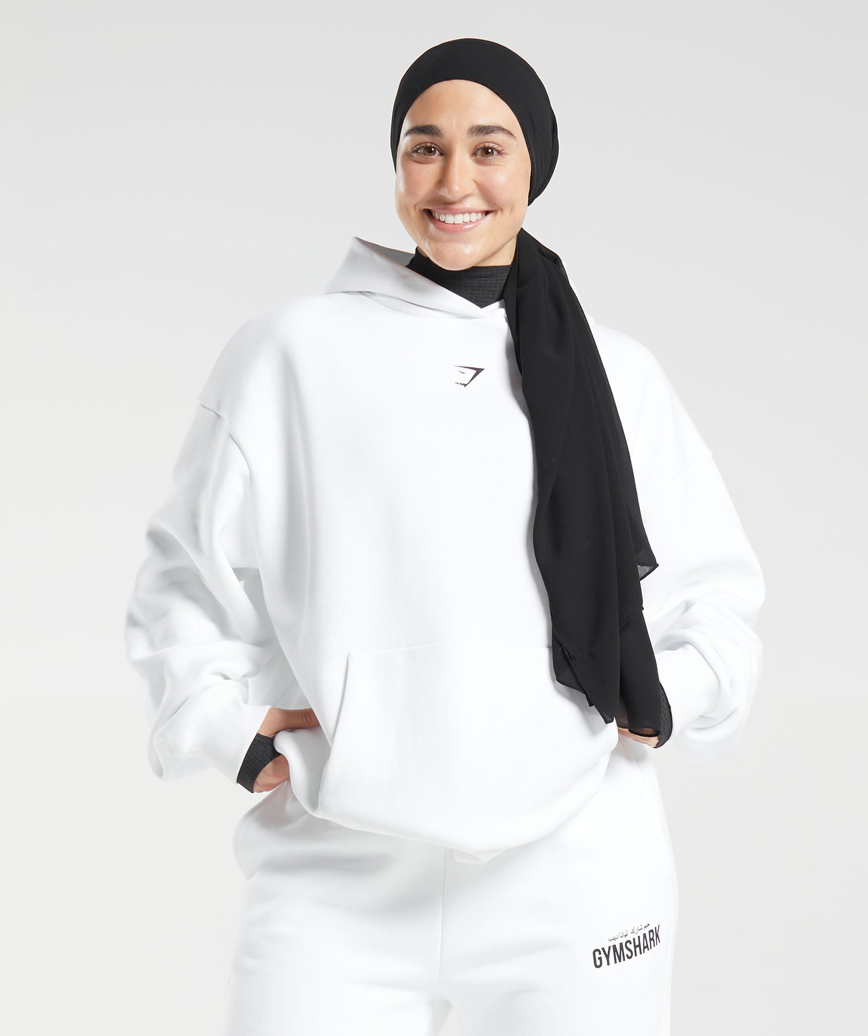 GS x Leana Deeb Oversized Hoodie in White - view 5