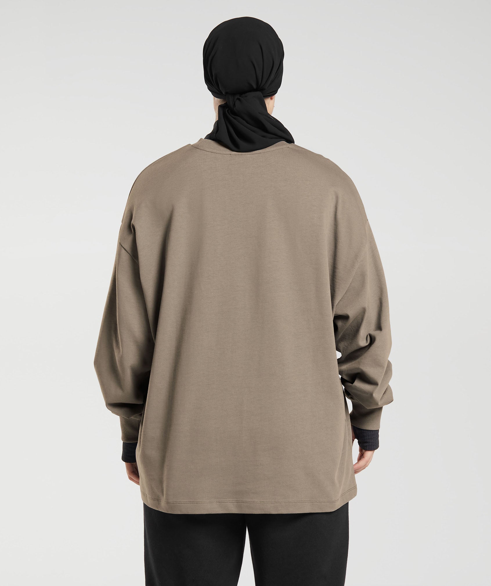 GS X Leana Deeb Oversized Long Sleeve Top in Brushed Brown - view 2