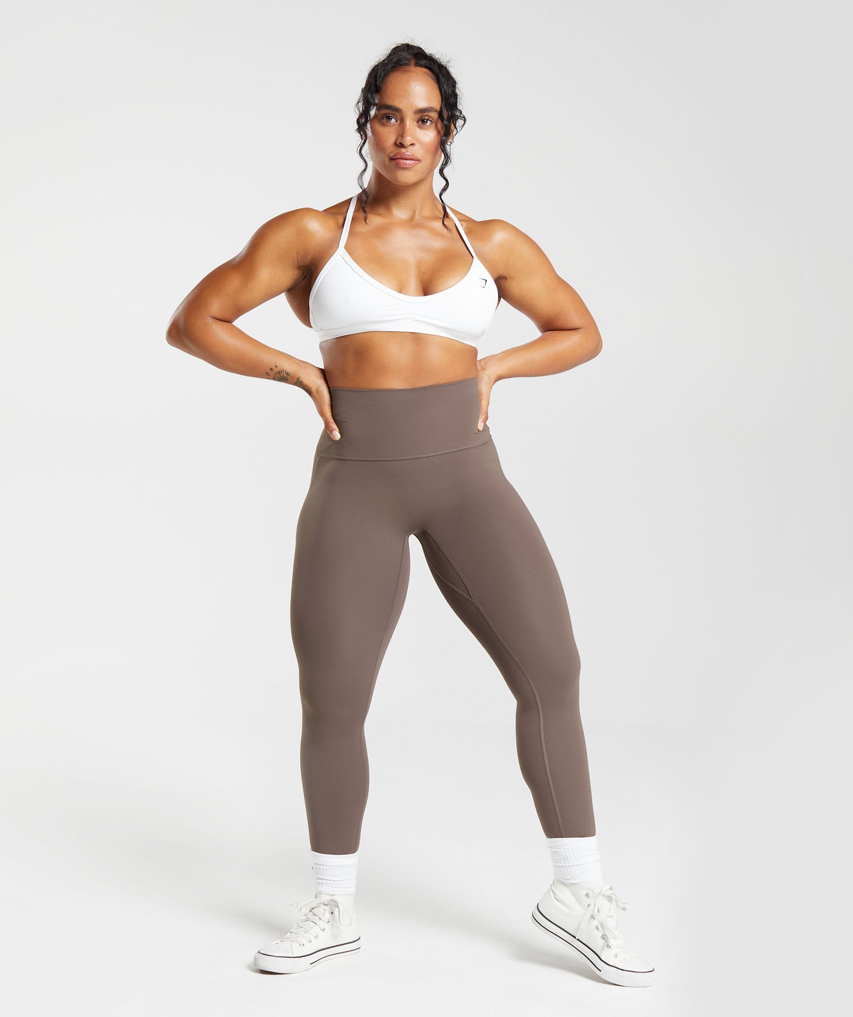 Gymshark Legacy Fitness XS Damen Sport Leggings Lila Stretch Logo  Activewear