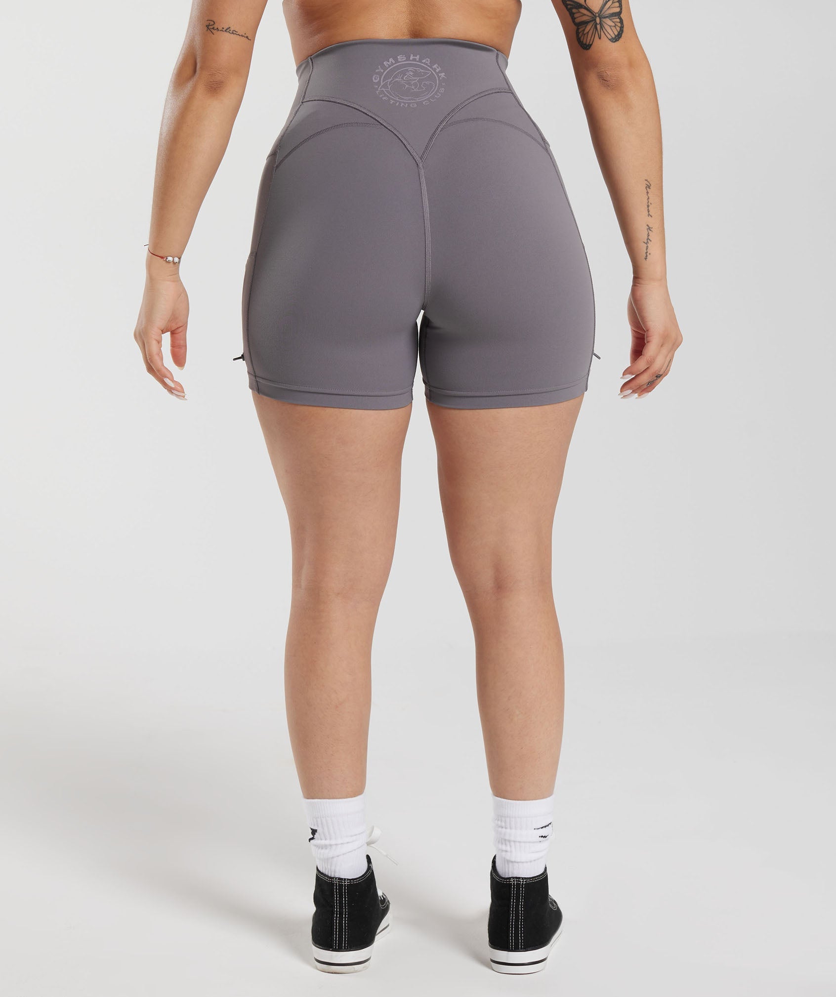 Legacy Ruched Tight Shorts in Titanium Grey