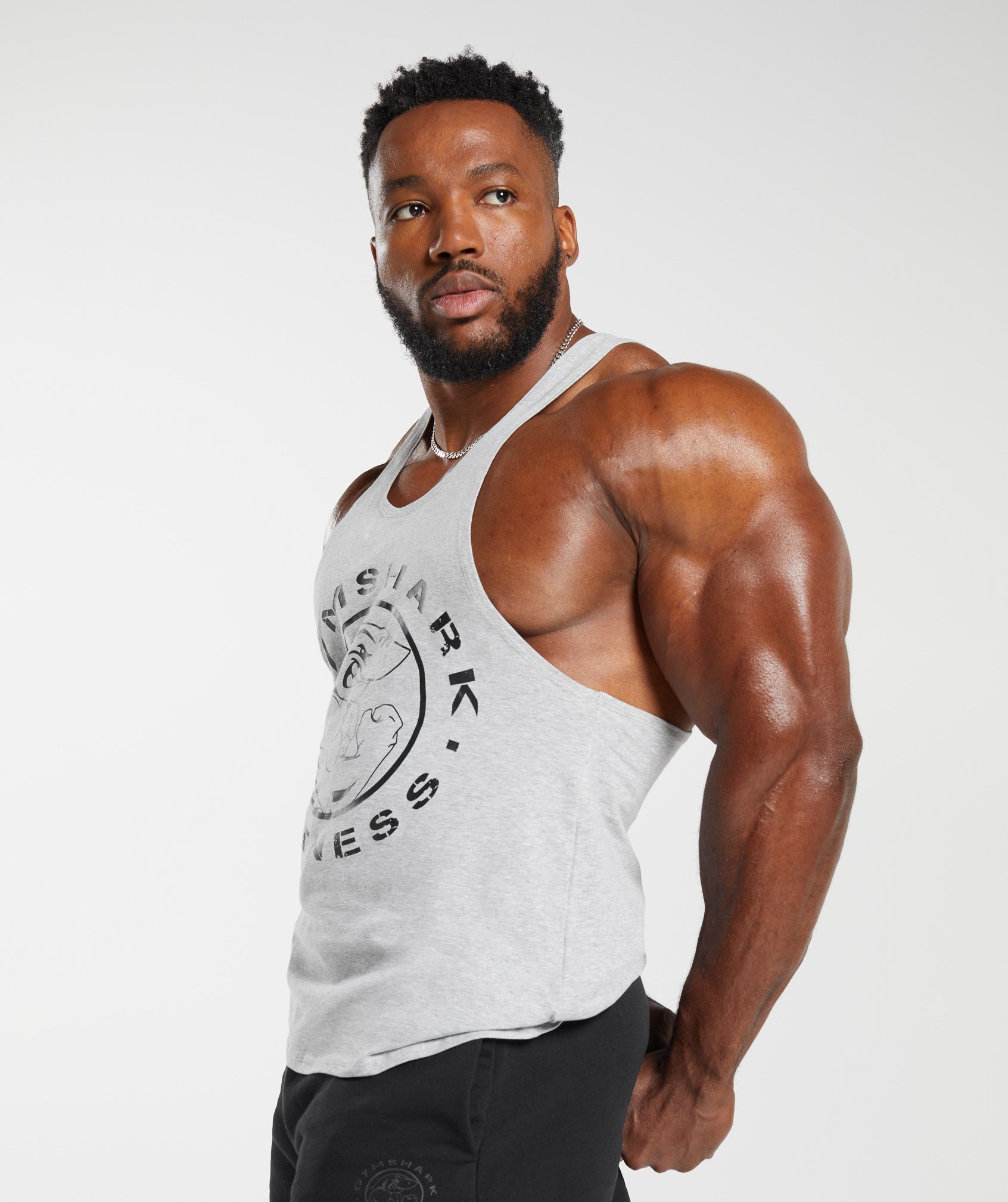 GYMSHARK Legacy Stringer Black Tank Top Cotton for Men