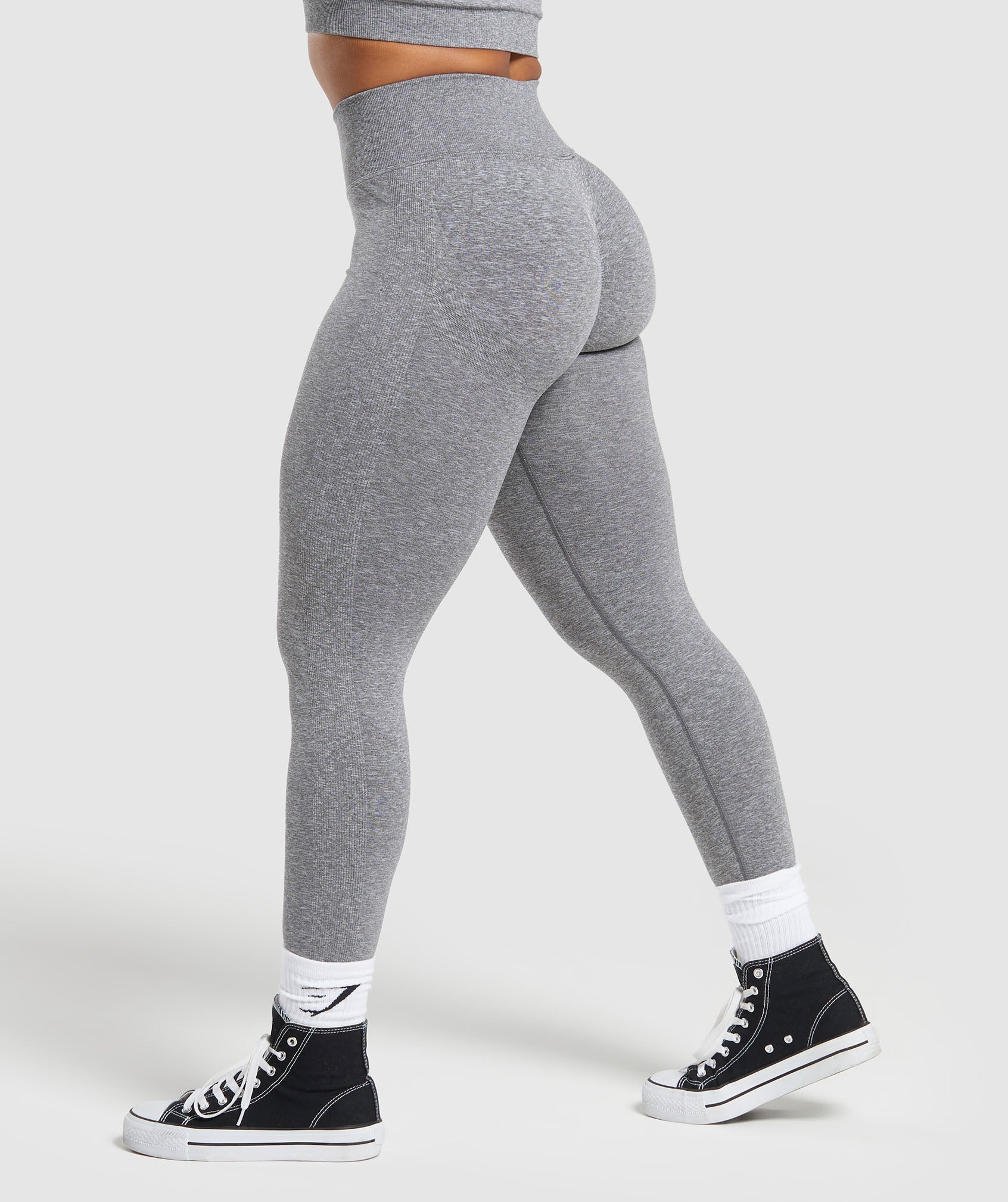 Gymshark Asymmetrical Gray Black Leggings S Small Booty Contour Colorblock  Pants