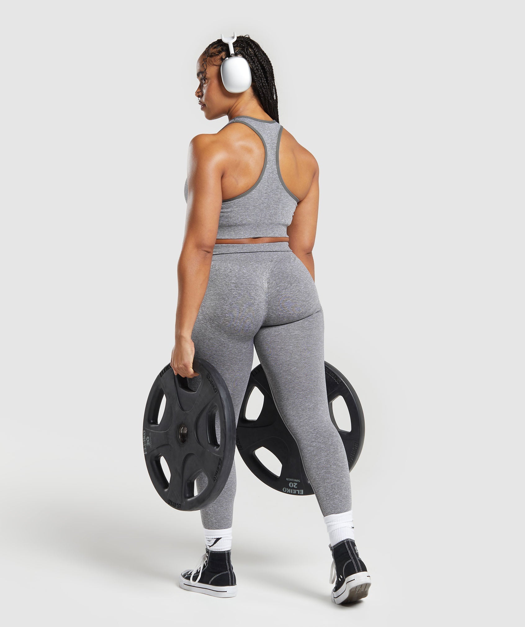 Urban Threads seamless squat proof gym leggings in charcoal grey marl
