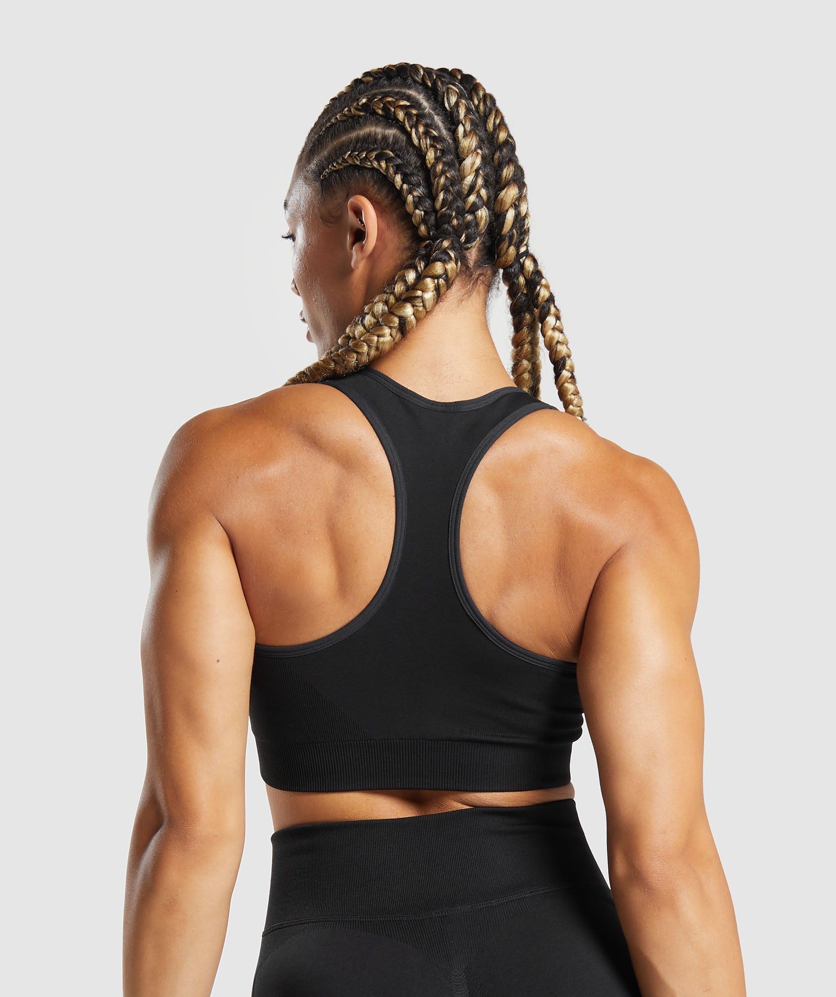 Gymshark Vital Seamless 2.0 V Neck Sports Bra - Black Marl