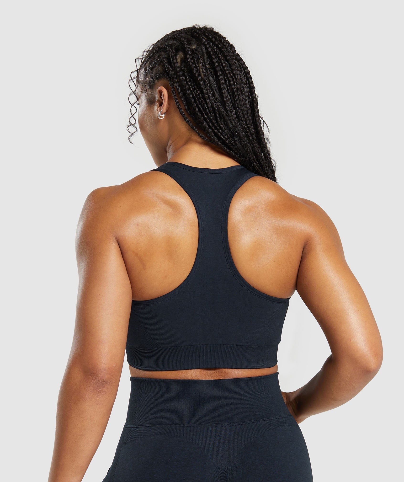 Gymshark Vital Seamless 2.0 V Neck Sports Bra - Black Marl