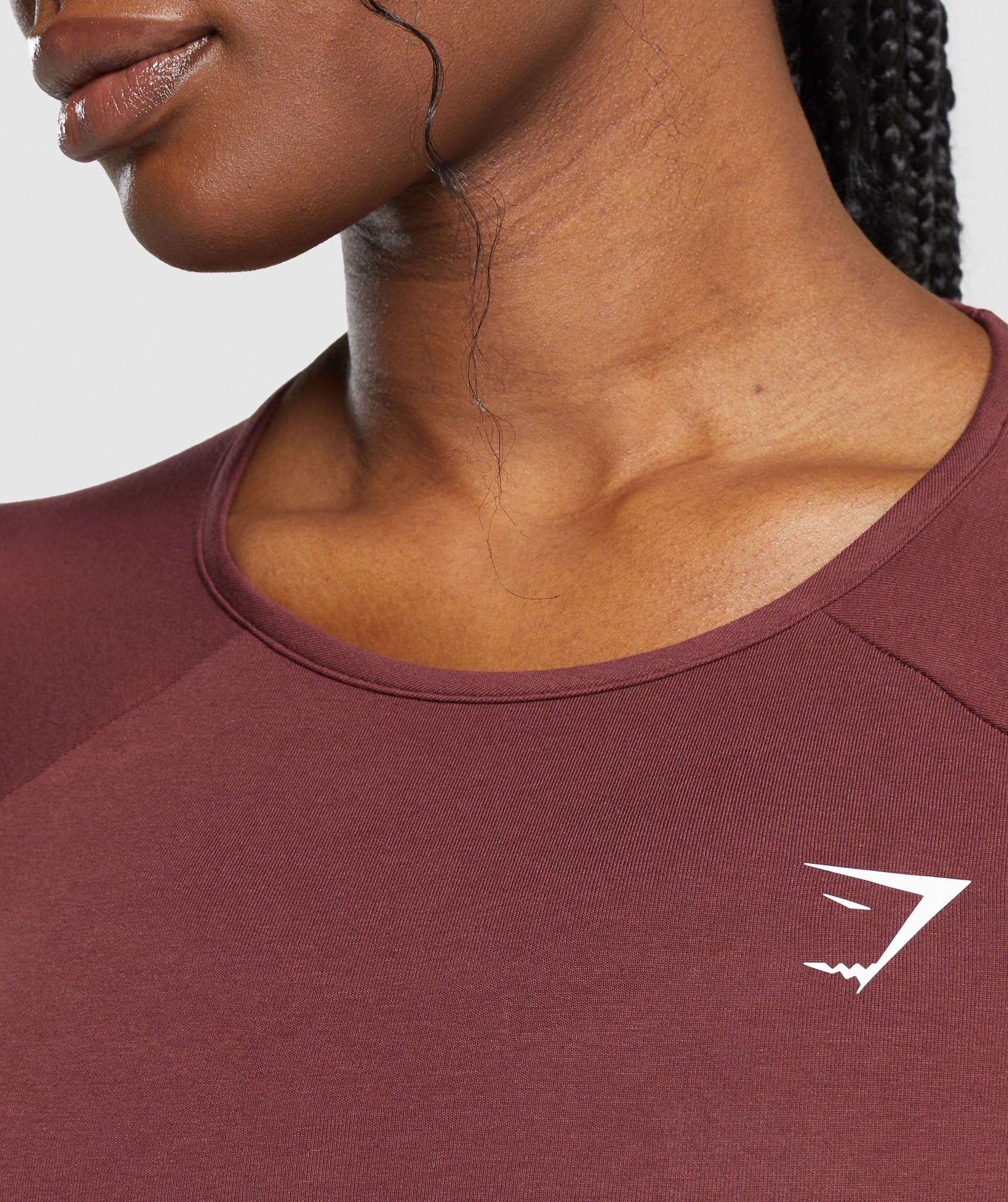 Lifting Essential Long Sleeve Crop Top in Burgundy Brown - view 5