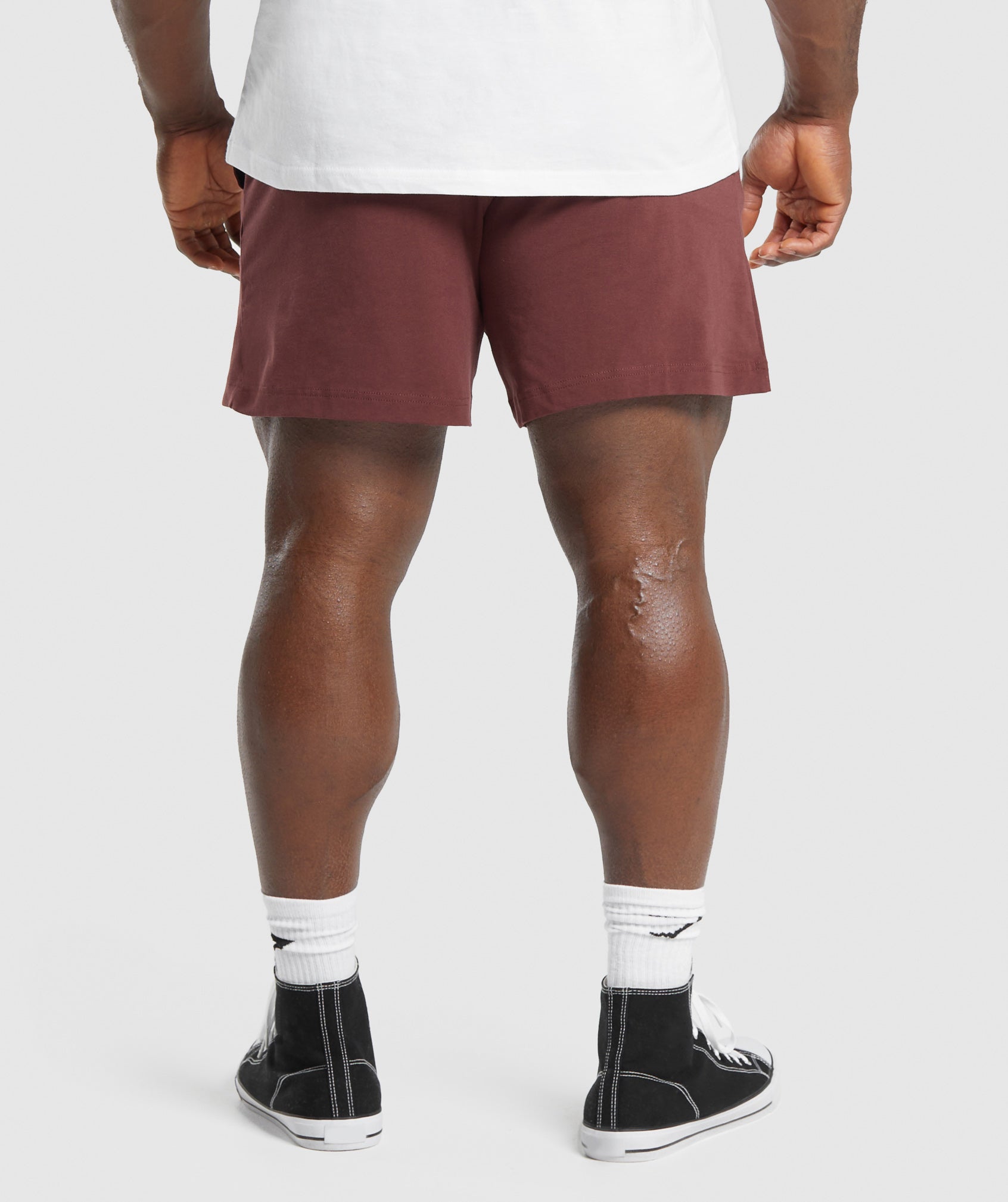 Lightweight Jersey Shorts in Burgundy Brown - view 2