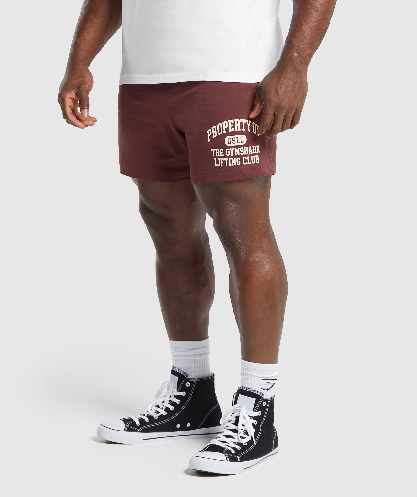 Lightweight Jersey Shorts in Burgundy Brown - view 3