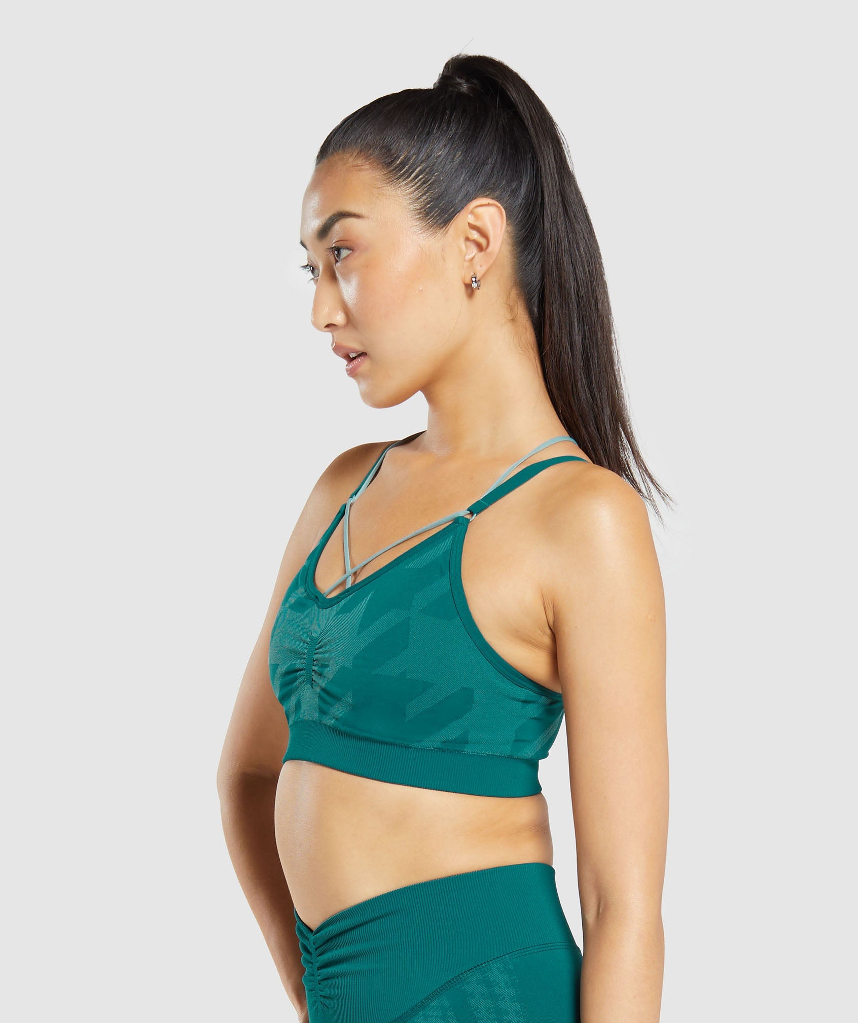 Apex Limit Seamless Ruched Sports Bra in Deep Teal/Duck Egg Blue - view 3