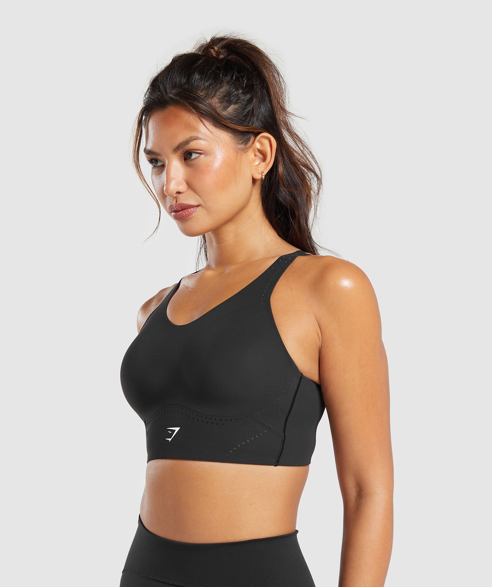 Longline Crossback Sports Bra in Black - view 3