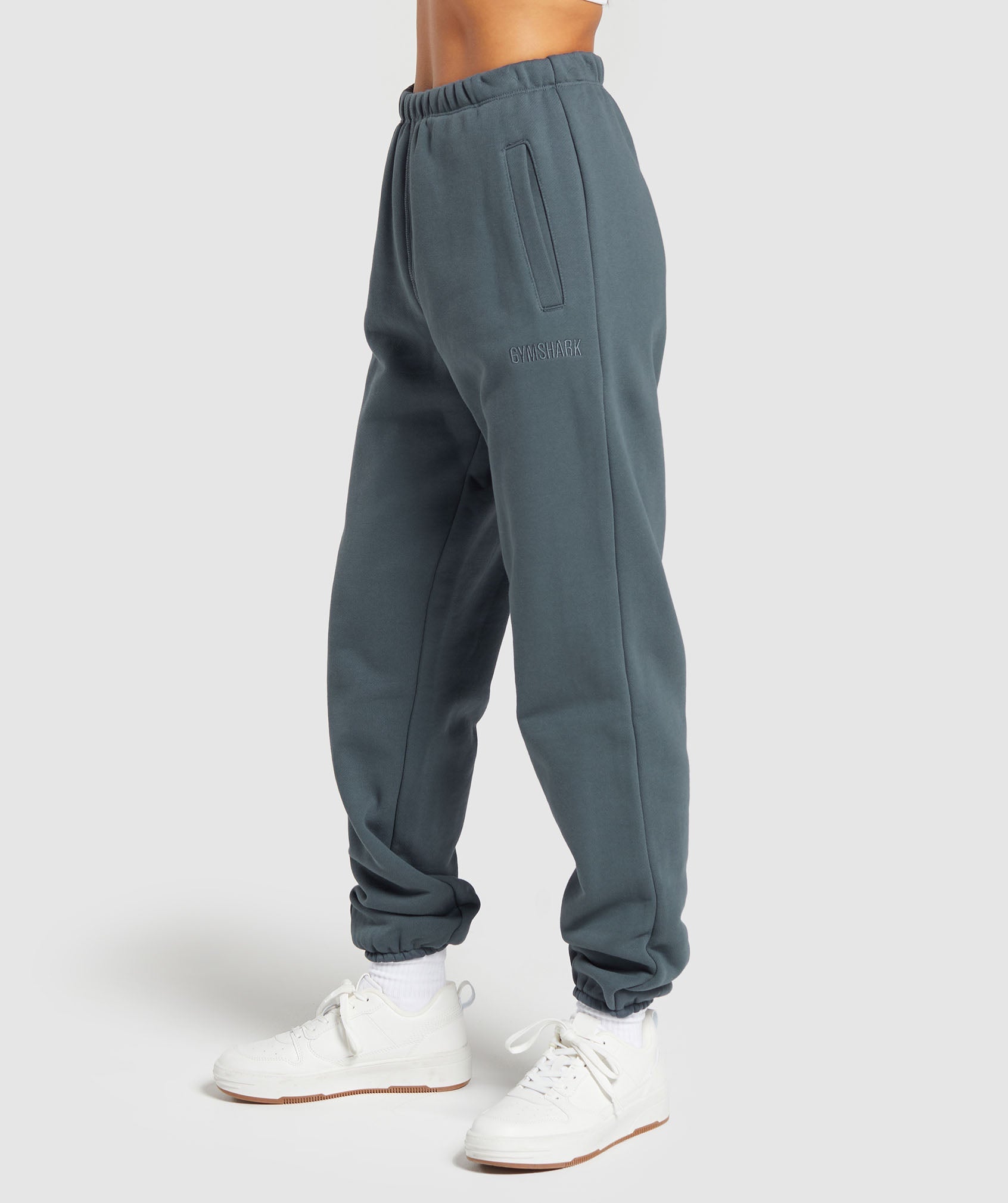 Heavyweight Loopback Sweat Joggers in Titanium Blue - view 3