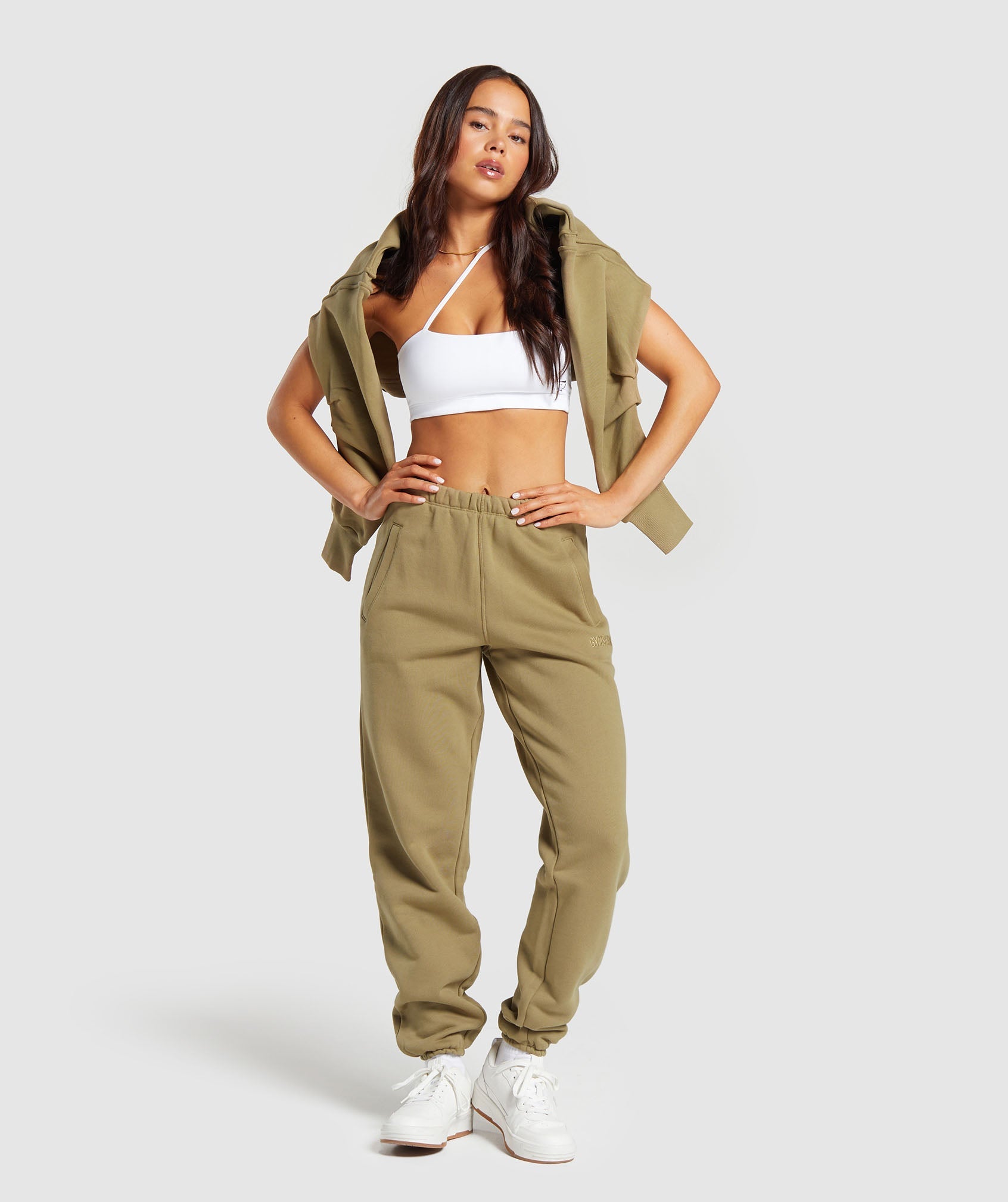 Heavyweight Loopback Sweat Joggers in Troop Green - view 4