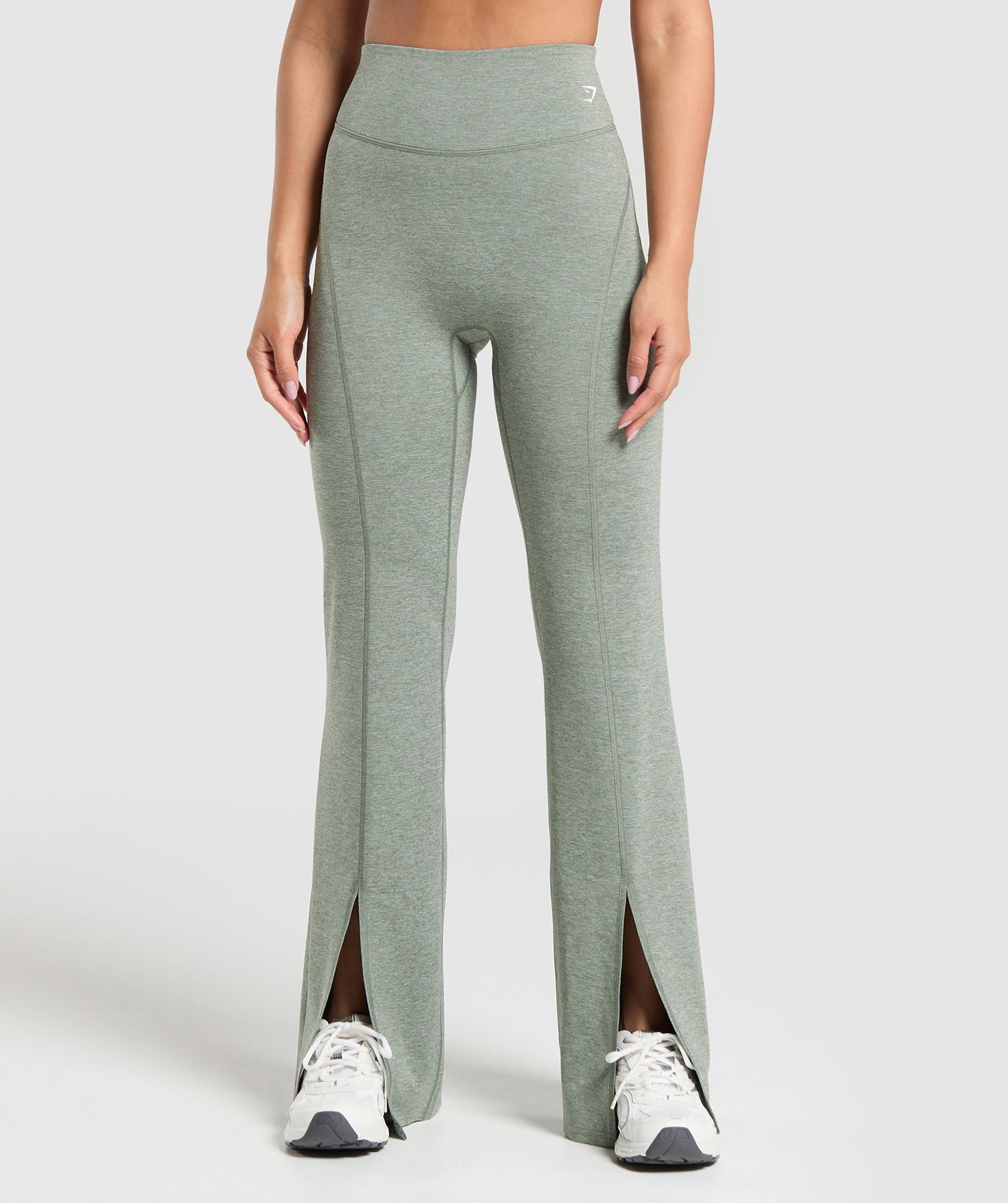 Marl Flared Leggings in Unit Green - view 1