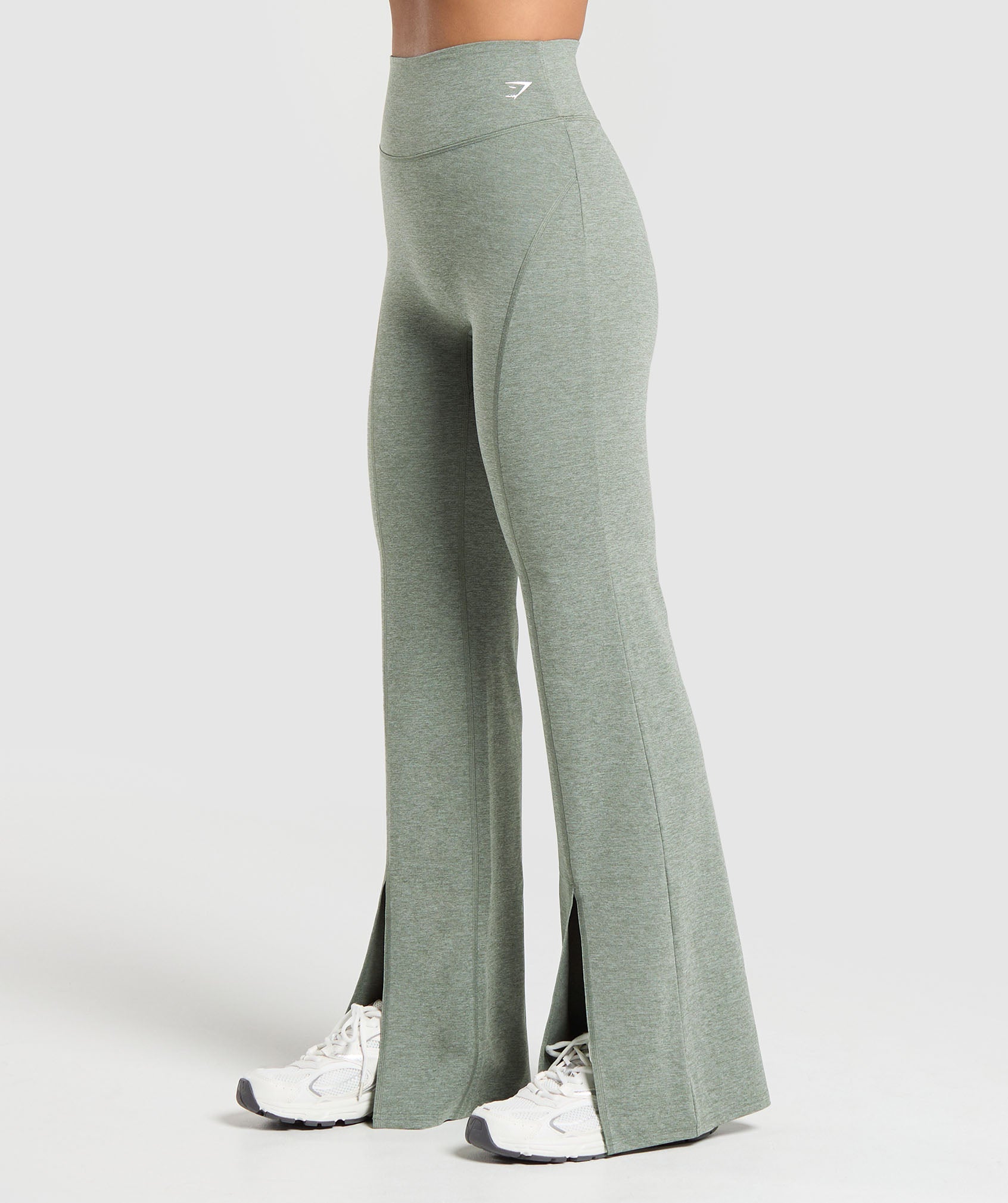 Marl Flared Leggings in Unit Green - view 3