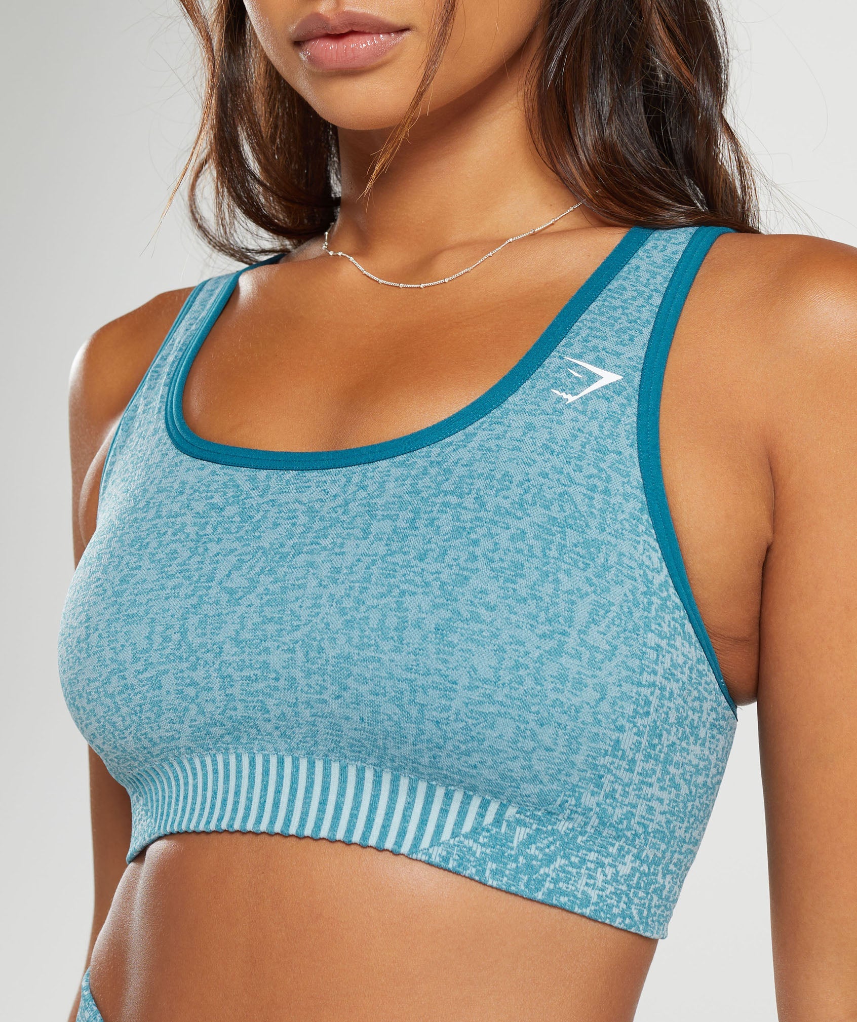 Marl Seamless Scoop Bra in Light Blue Marl/Light Grey Marl/Turkish Teal - view 5