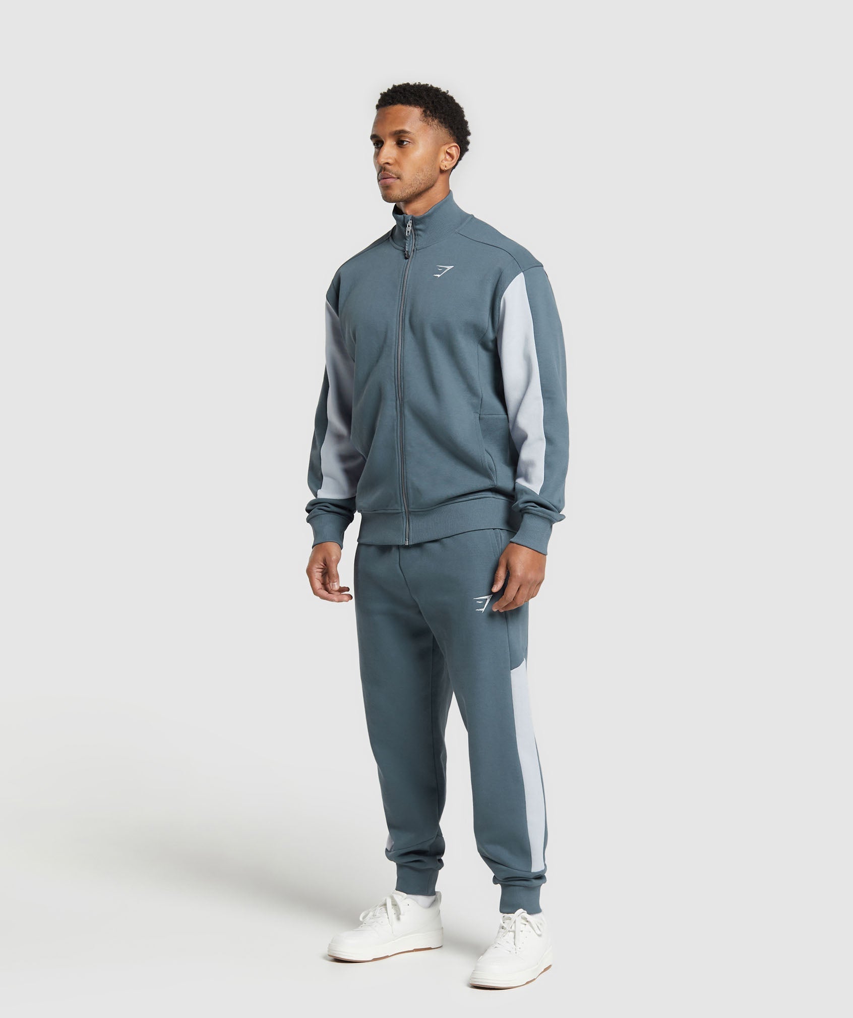 Pique Track Jacket in Titanium Blue/Fresh Blue - view 4