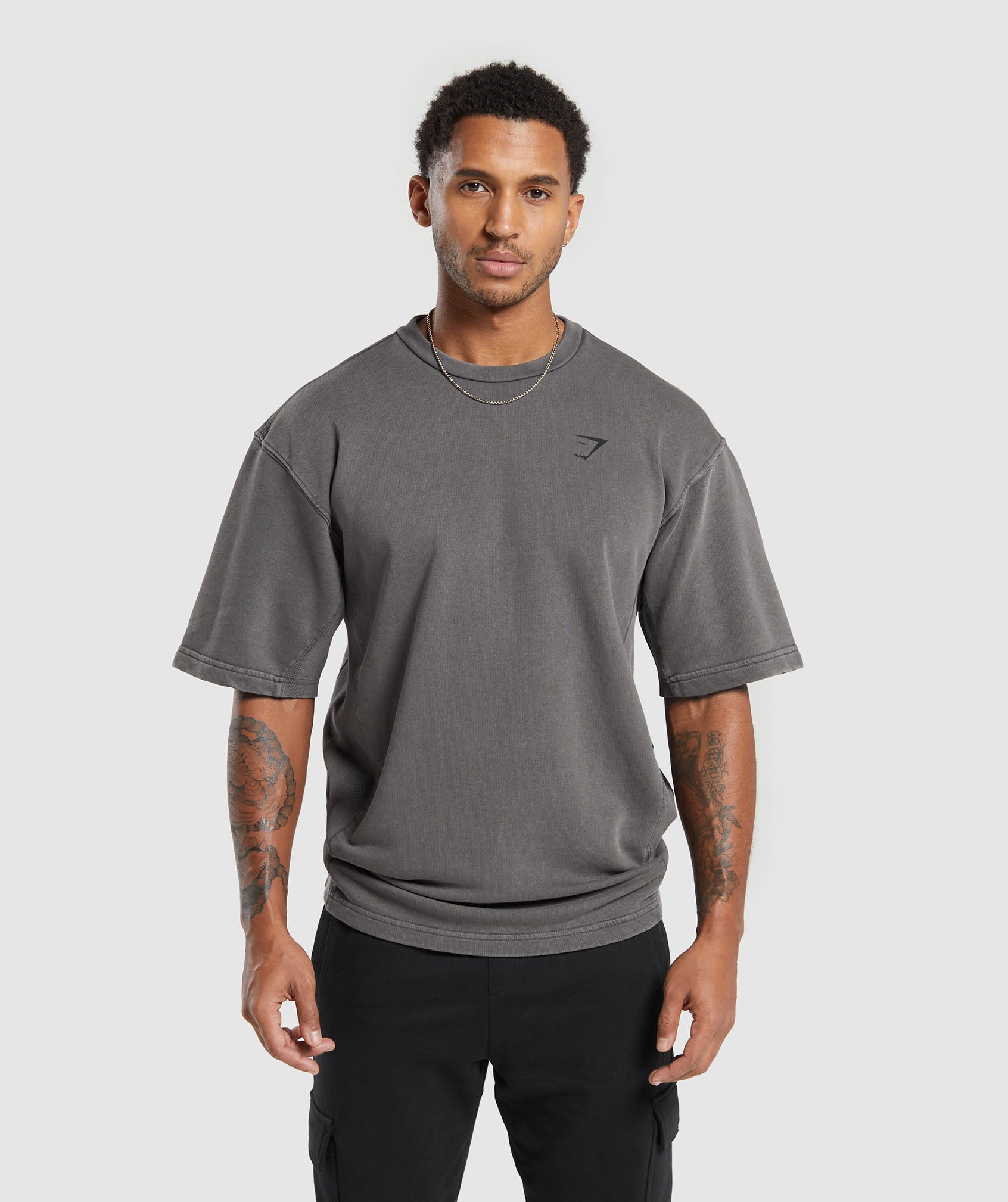 Power Washed Short Sleeve Crew in Onyx Grey