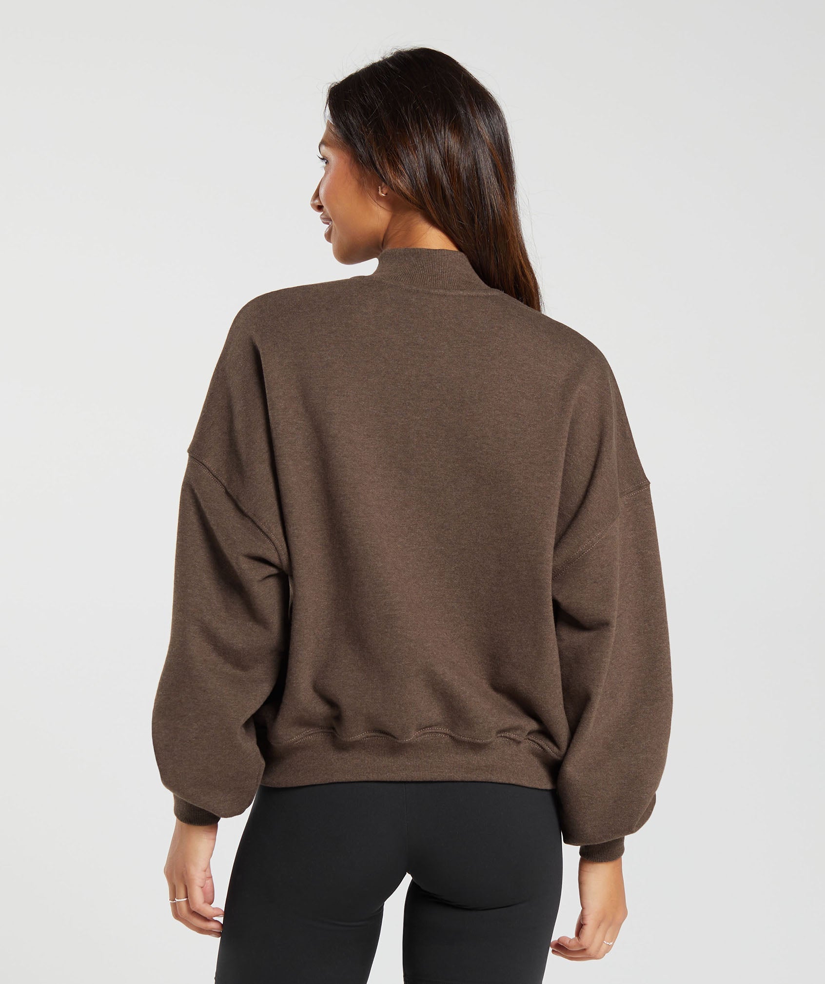 Rest Day Sweats 1/2 Zip Pullover in Cozy Brown Marl - view 2