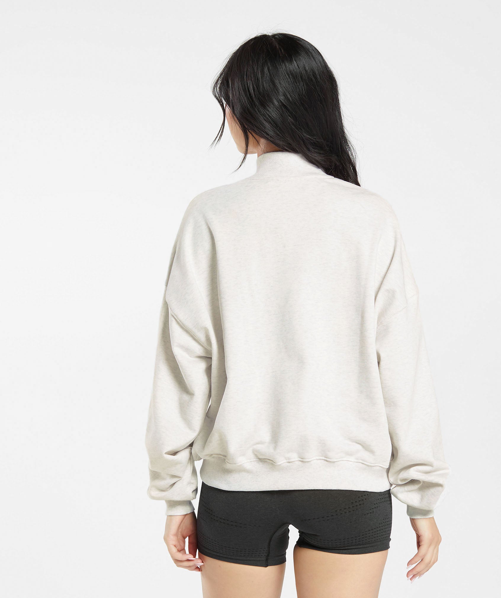 Rest Day Sweats 1/2 Zip Pullover in White Marl - view 2