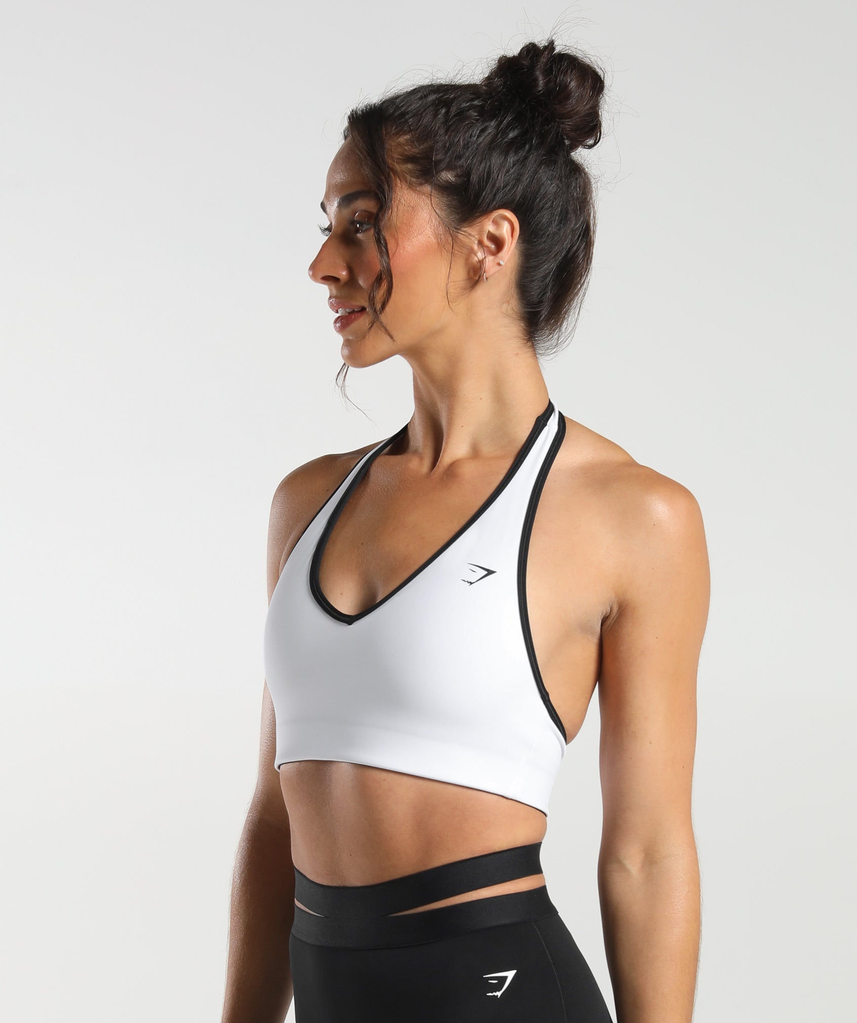 Reversible Halterneck Sports Bra in Black/White - view 8