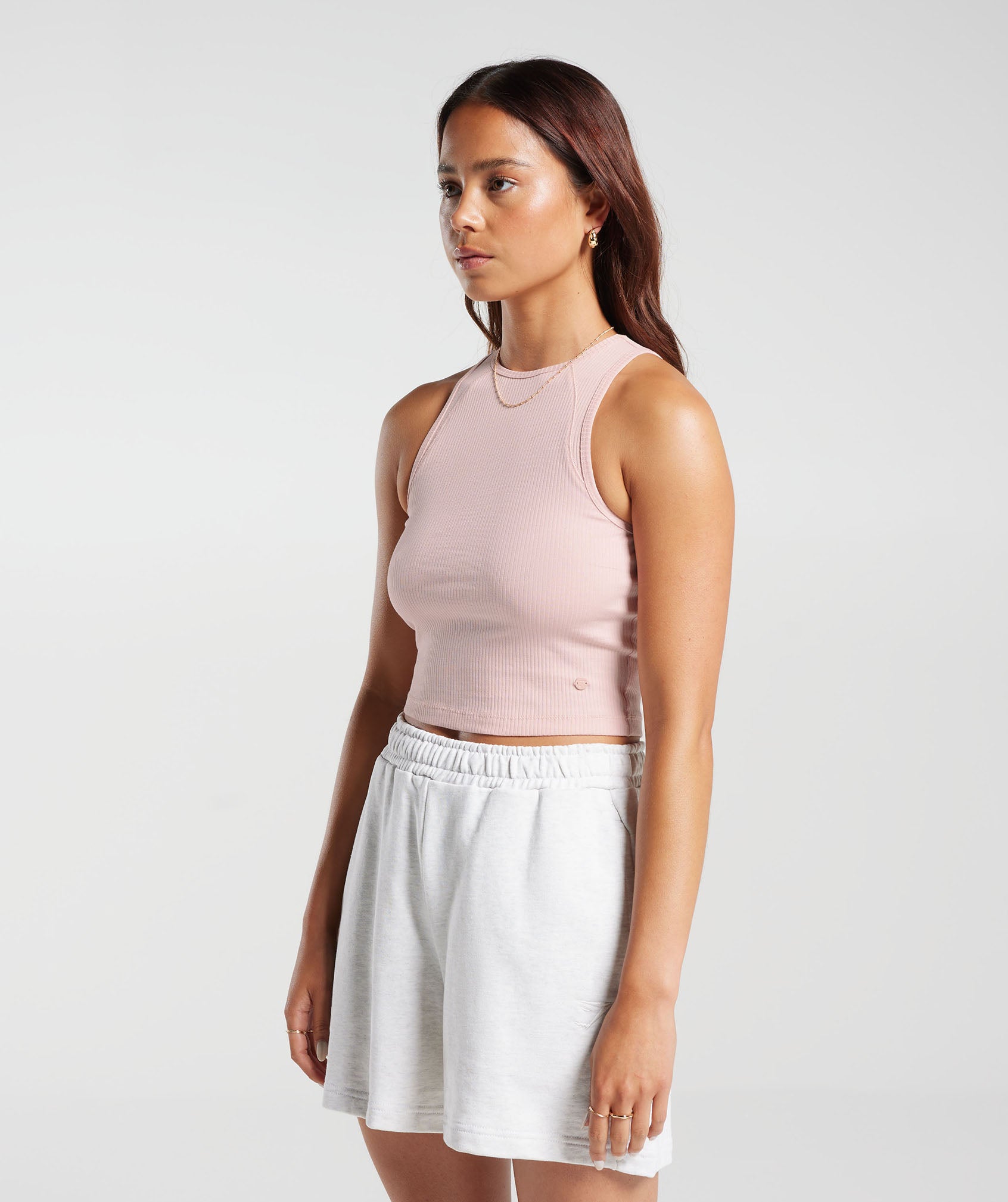 Cotton Rib Midi Tank in Misty Pink