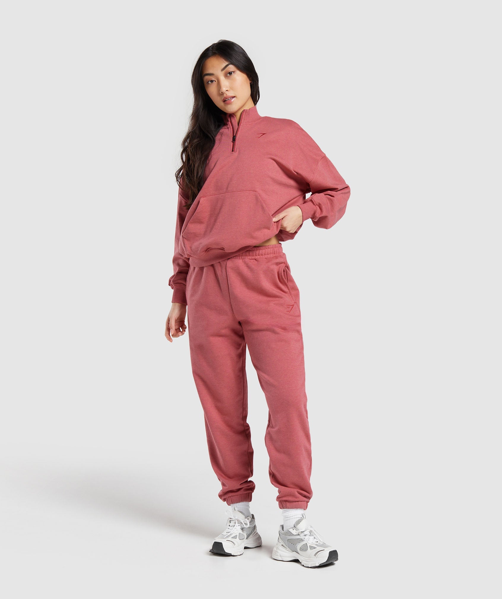 Rest Day Sweats 1/2 Zip Pullover in Bros Heritage Pink Marl - view 4