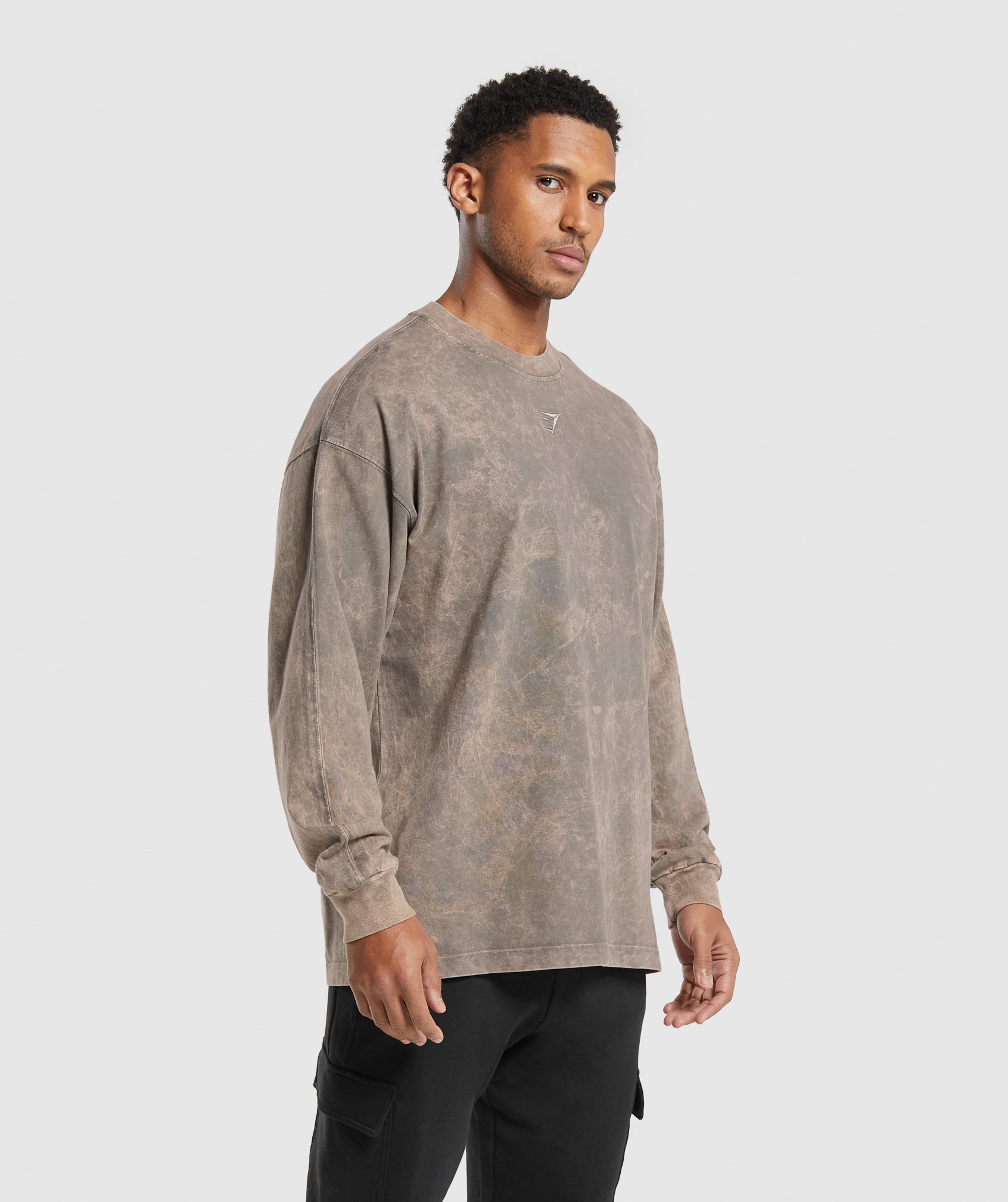 Rest Day Washed Long Sleeve T-Shirt in Linen Brown - view 3