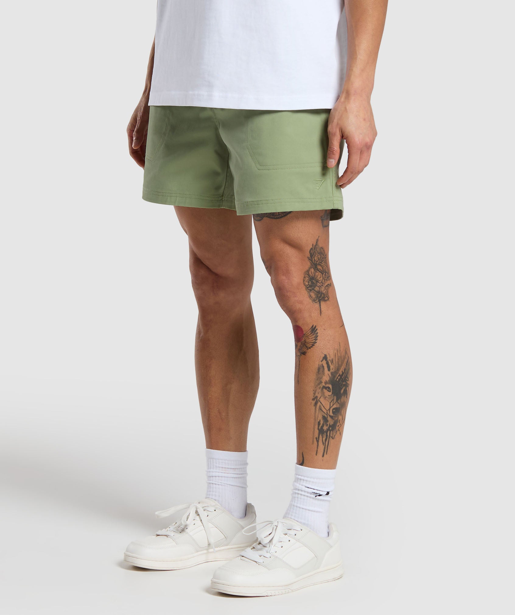 Rest Day Woven Shorts in Natural Sage Green - view 3