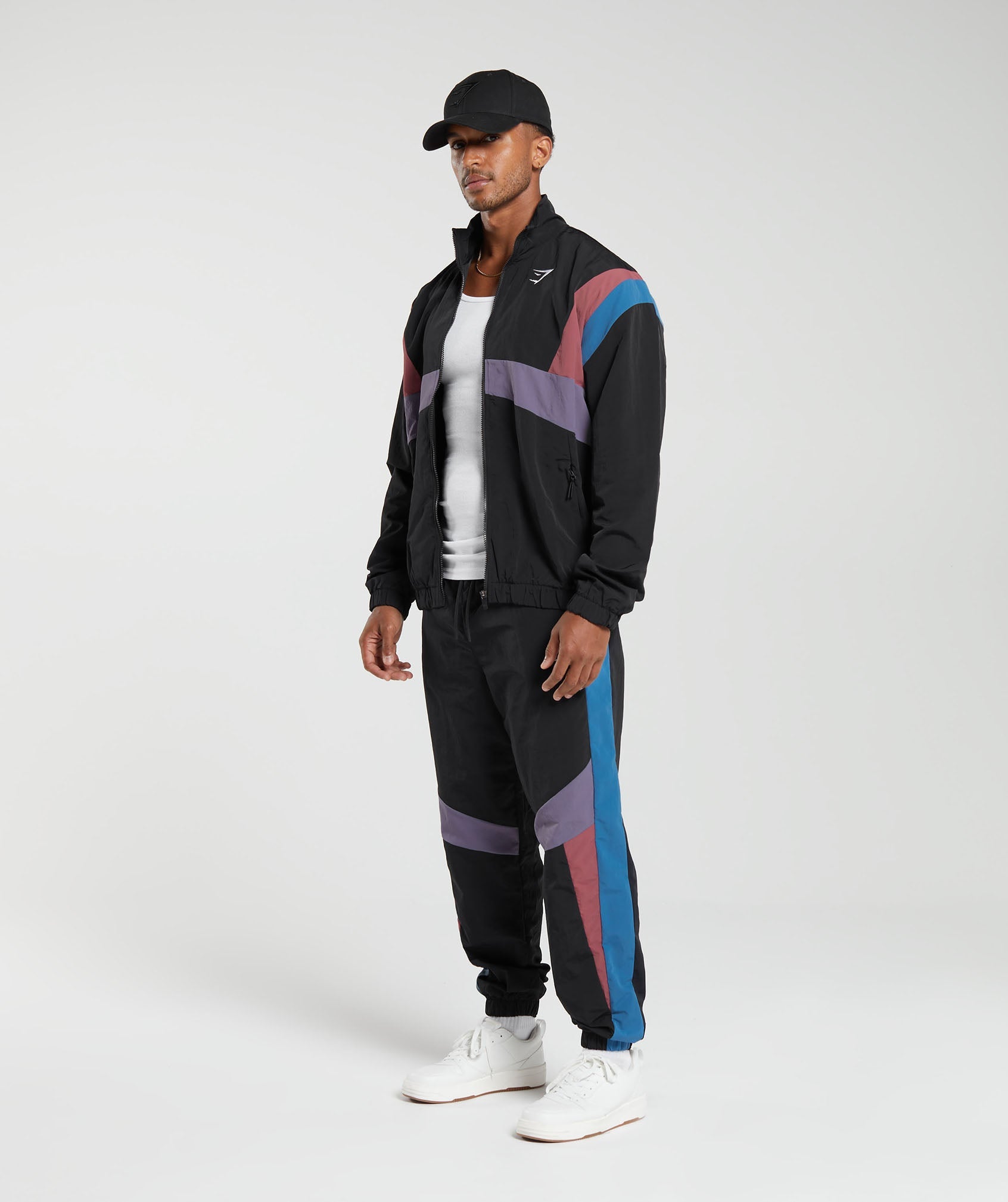 Retro Track Jacket in Black/Blue/Purple/Soft Berry - view 4