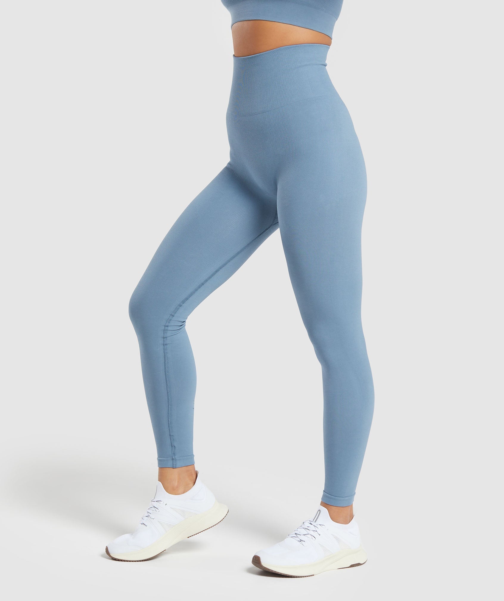 Cotton Seamless Leggings in Faded Blue - view 3