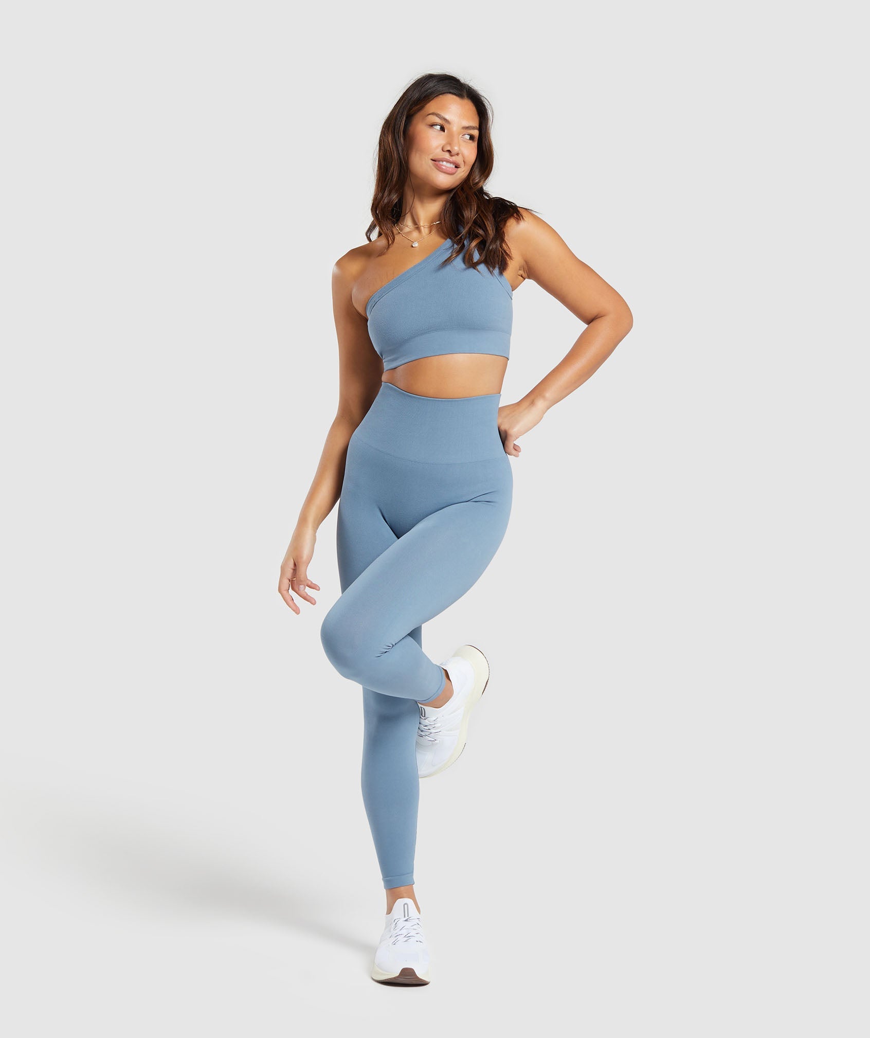 Cotton Seamless Leggings in Faded Blue - view 4
