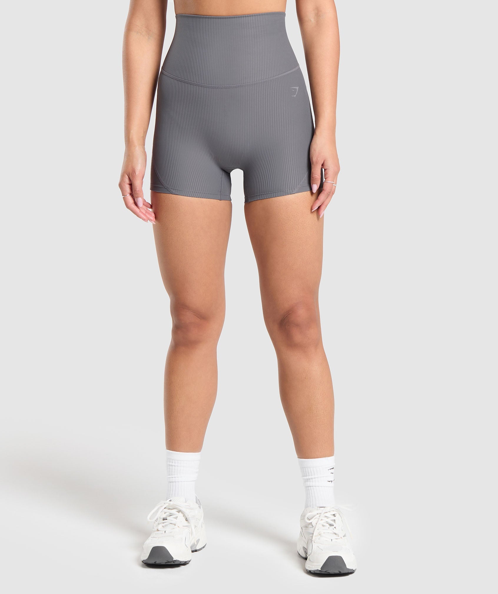 Ribbed Shorts in Brushed Grey - view 1
