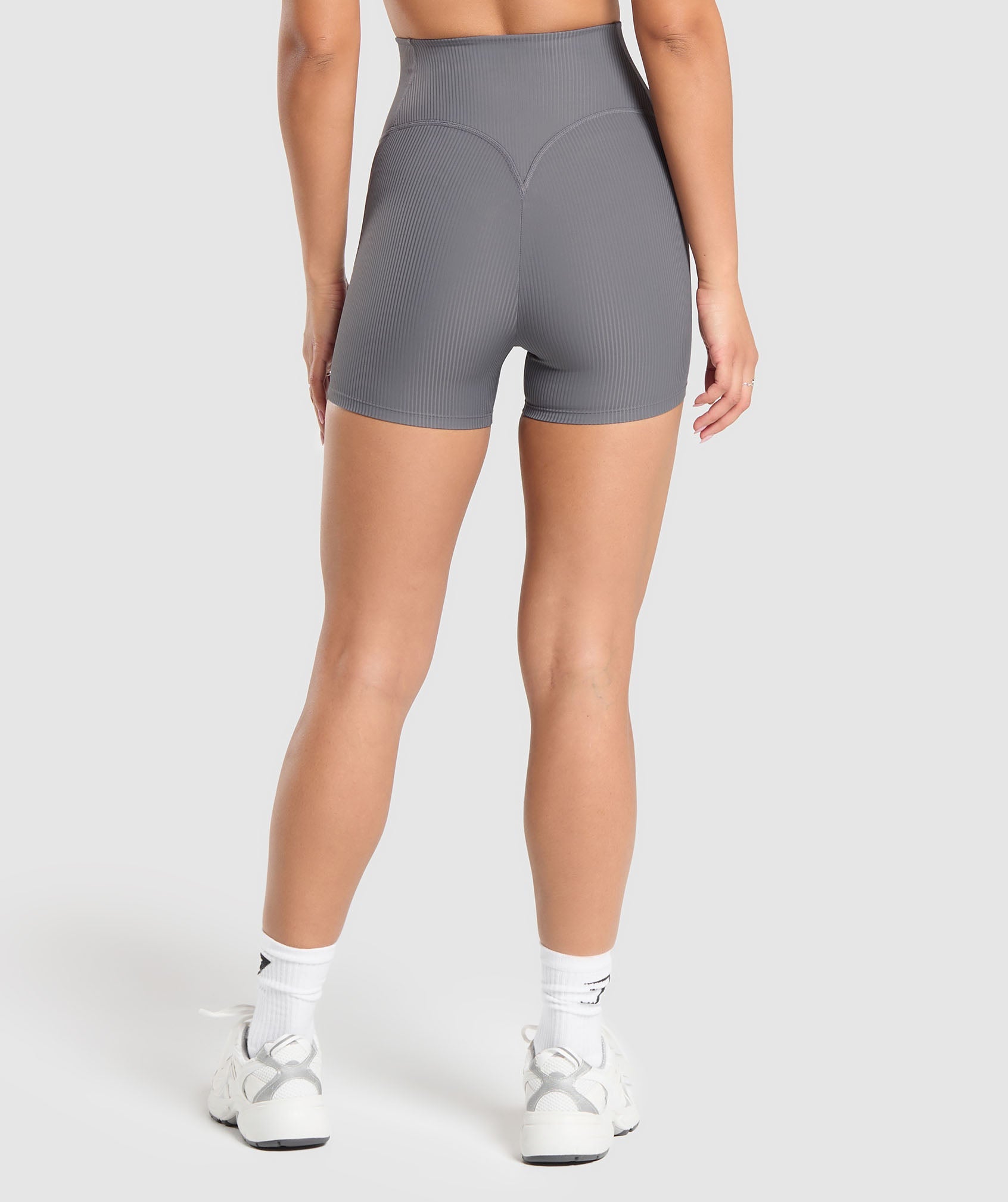 Ribbed Shorts in Brushed Grey - view 2