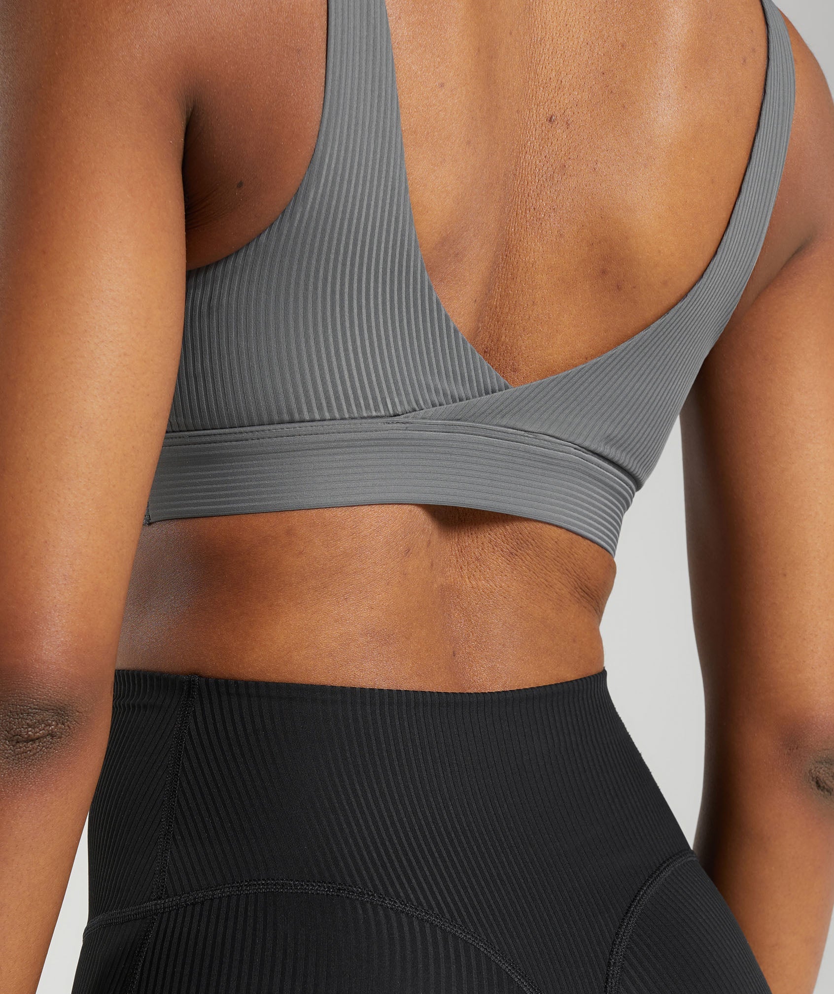 Ribbed Sports Bra in Brushed Grey - view 5